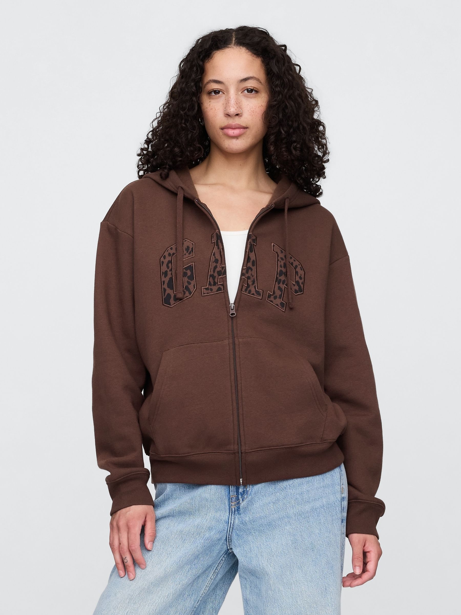 Brown Heritage Zip-Up Hoodie Gap