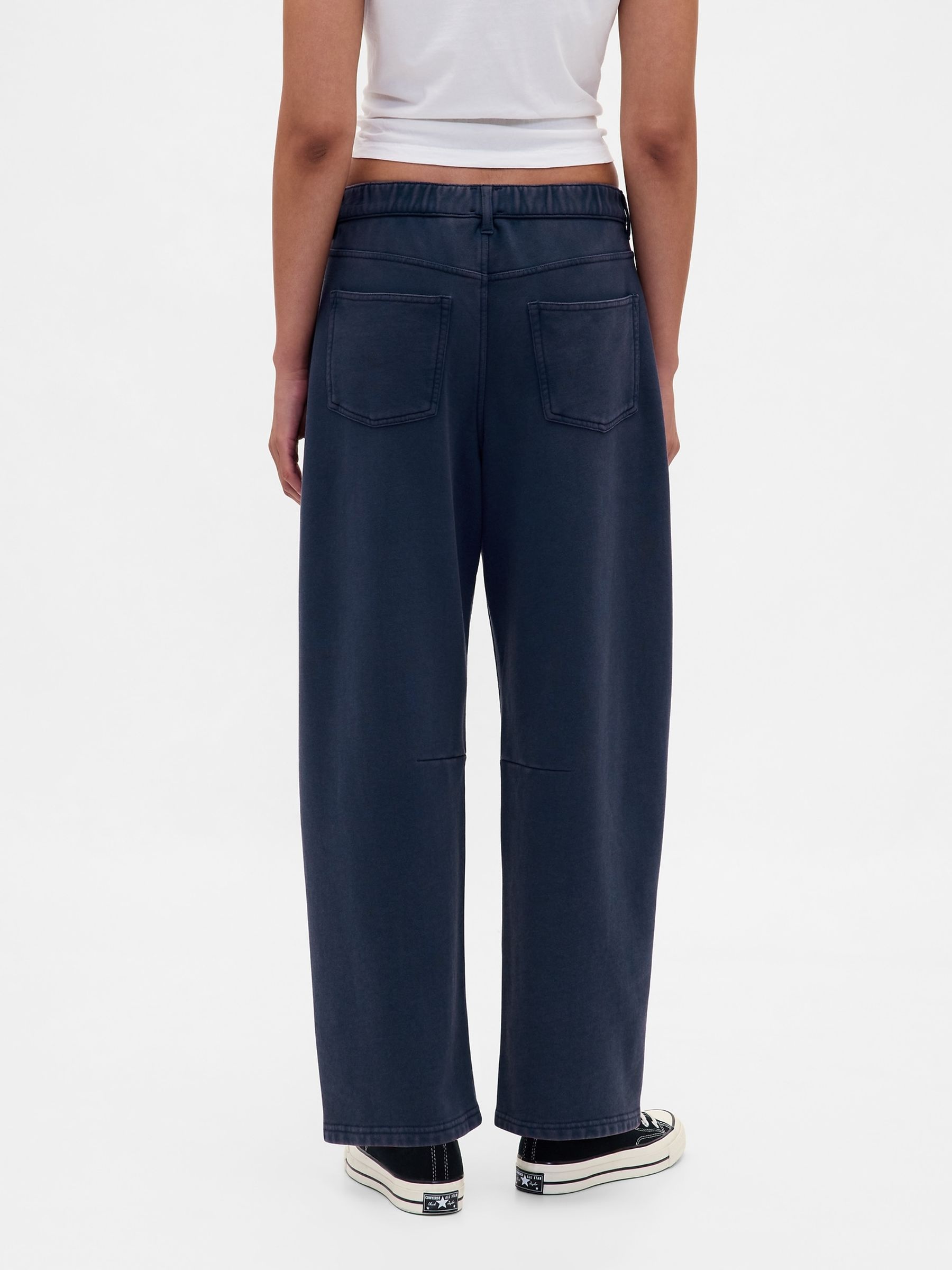 Navy Blue Heavyweight French Terry Barrel Joggers - Image 2 of 5