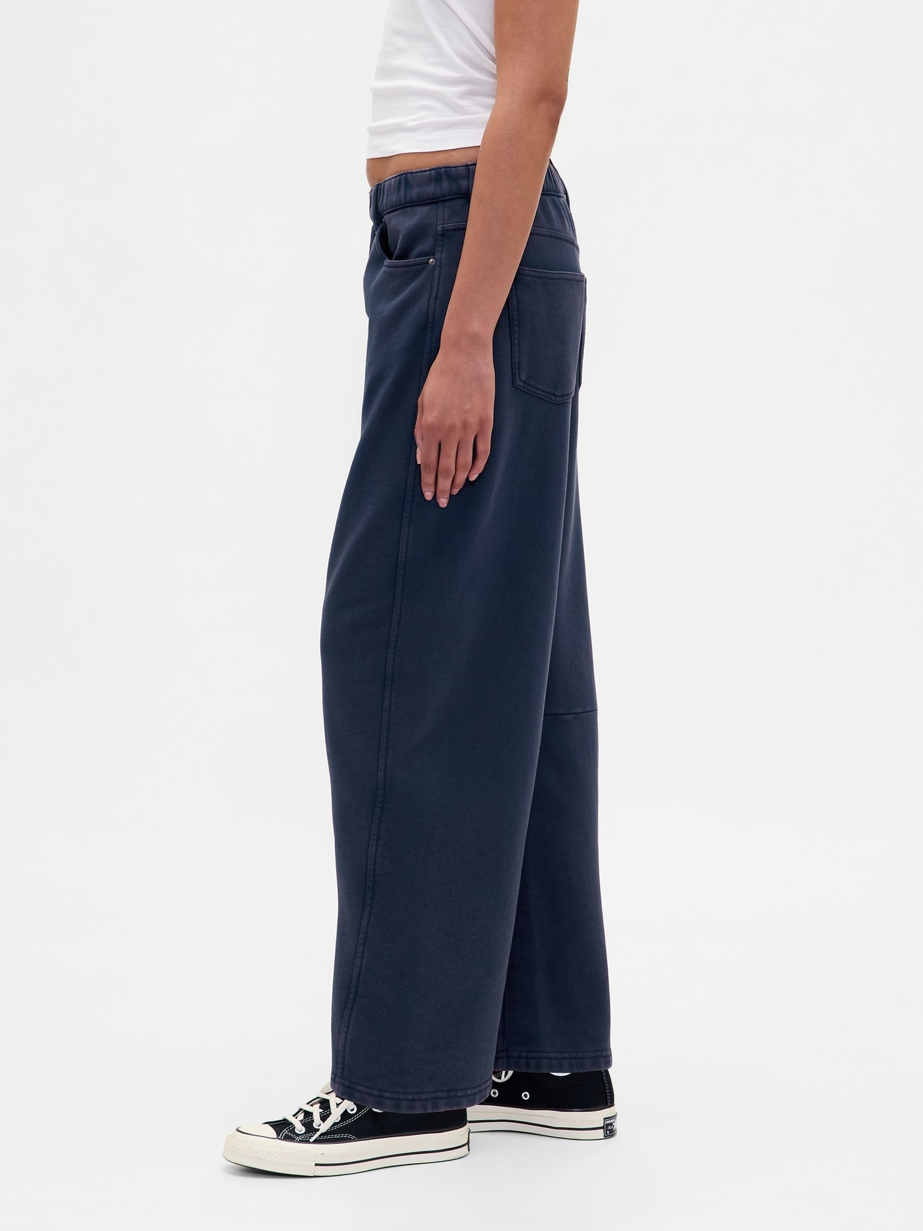 Navy Blue Heavyweight French Terry Barrel Joggers - Image 3 of 5