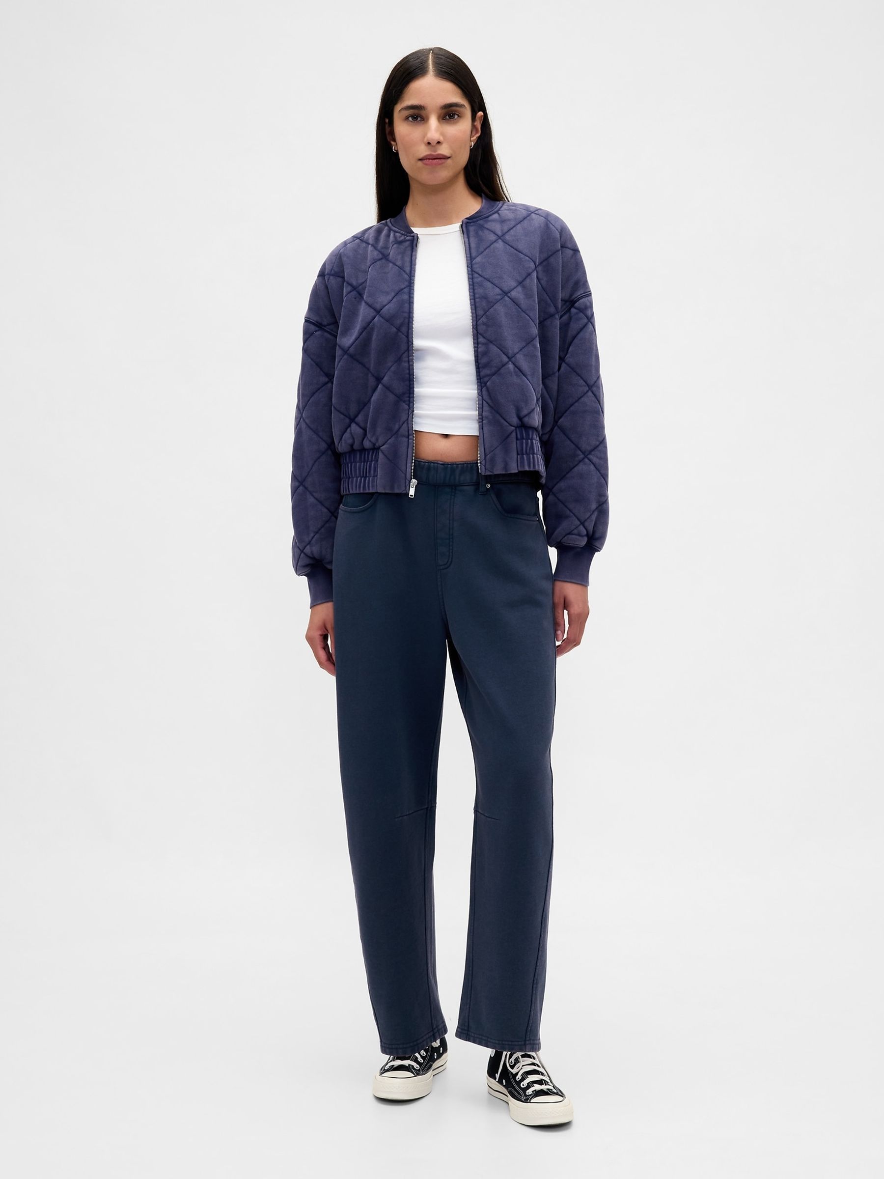 Navy Blue Heavyweight French Terry Barrel Joggers - Image 4 of 5