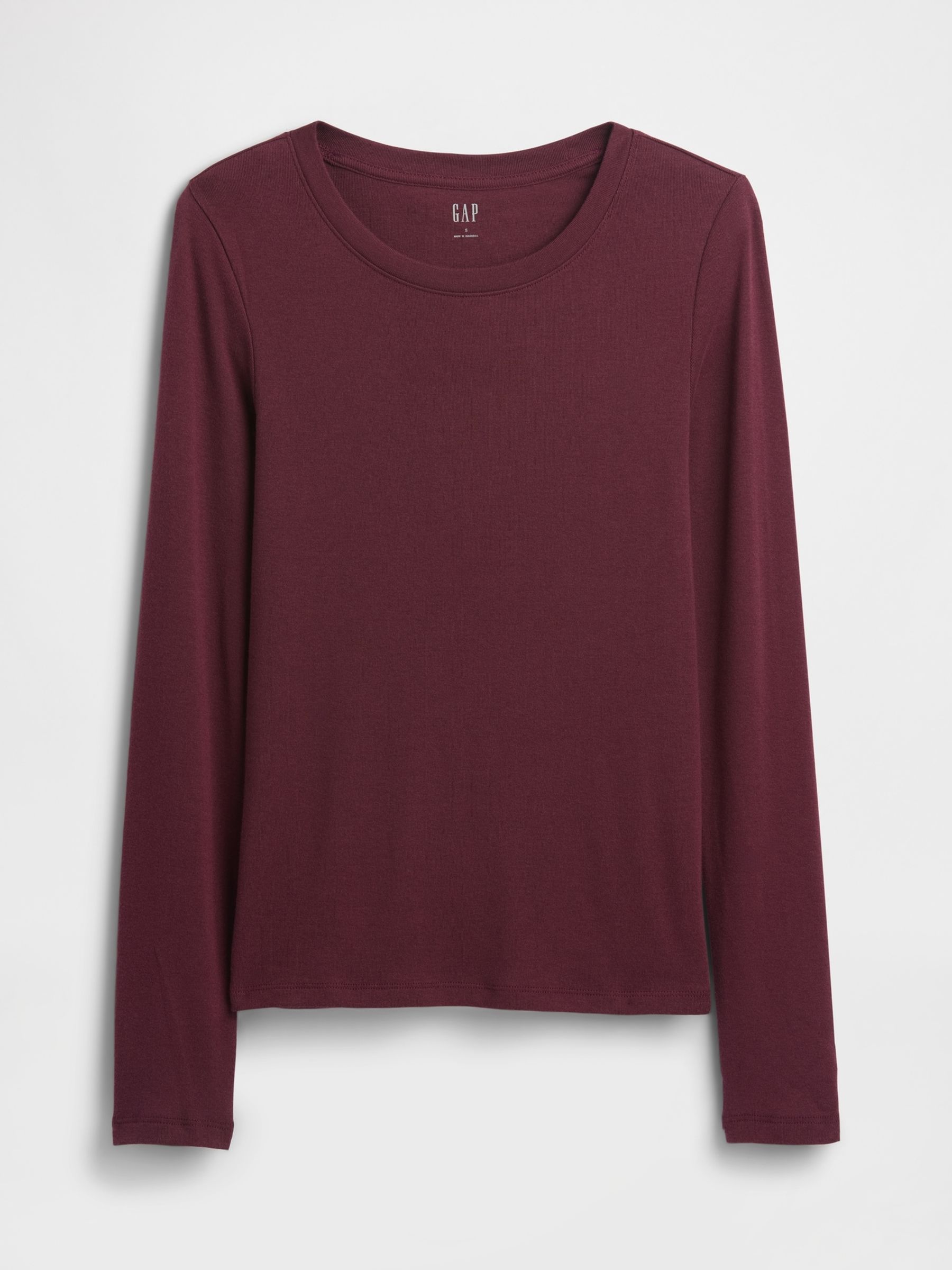 Red Modern Long Sleeve Crew Neck T-Shirt - Image 5 of 5