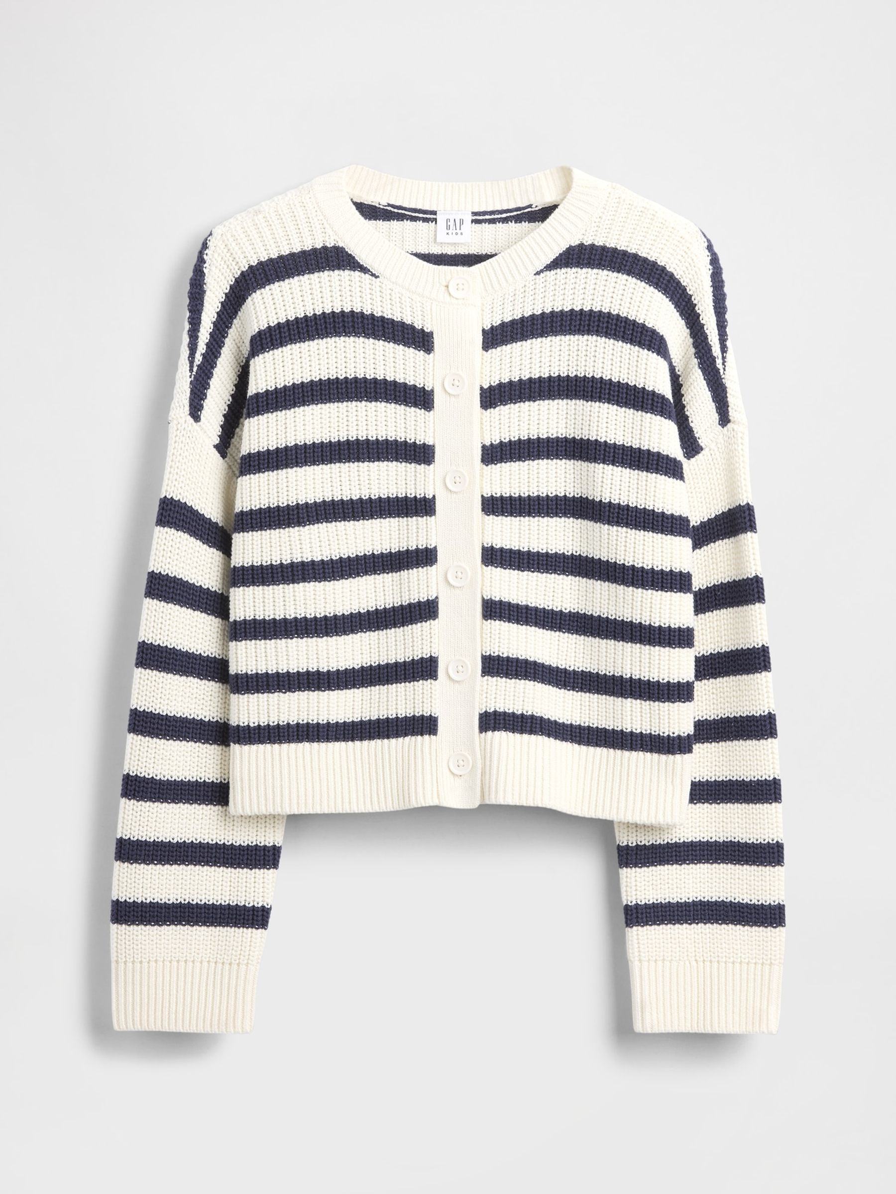 Navy Blue Stripe Oversized Cardigan (4-13yrs) - Image 4 of 5