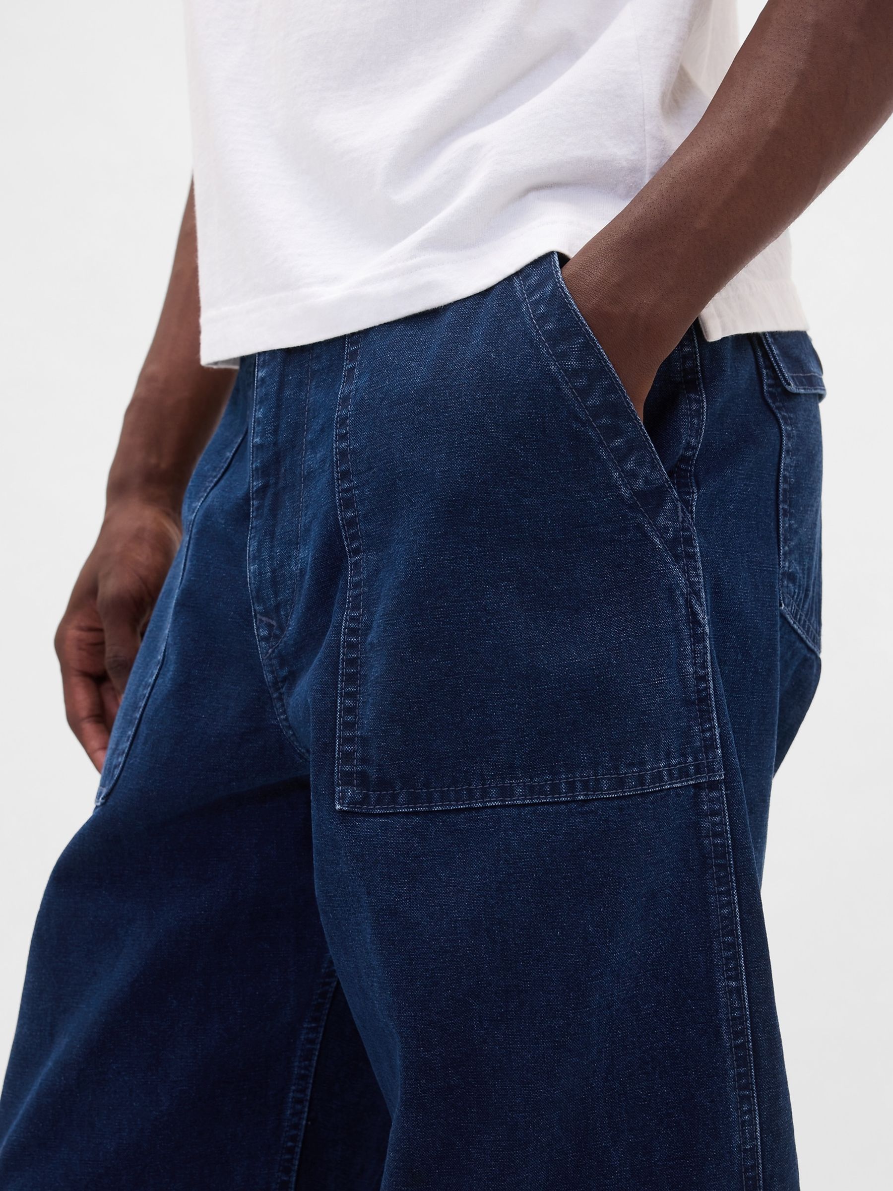 Blue Canvas Baggy Trouser Jeans - Image 4 of 5