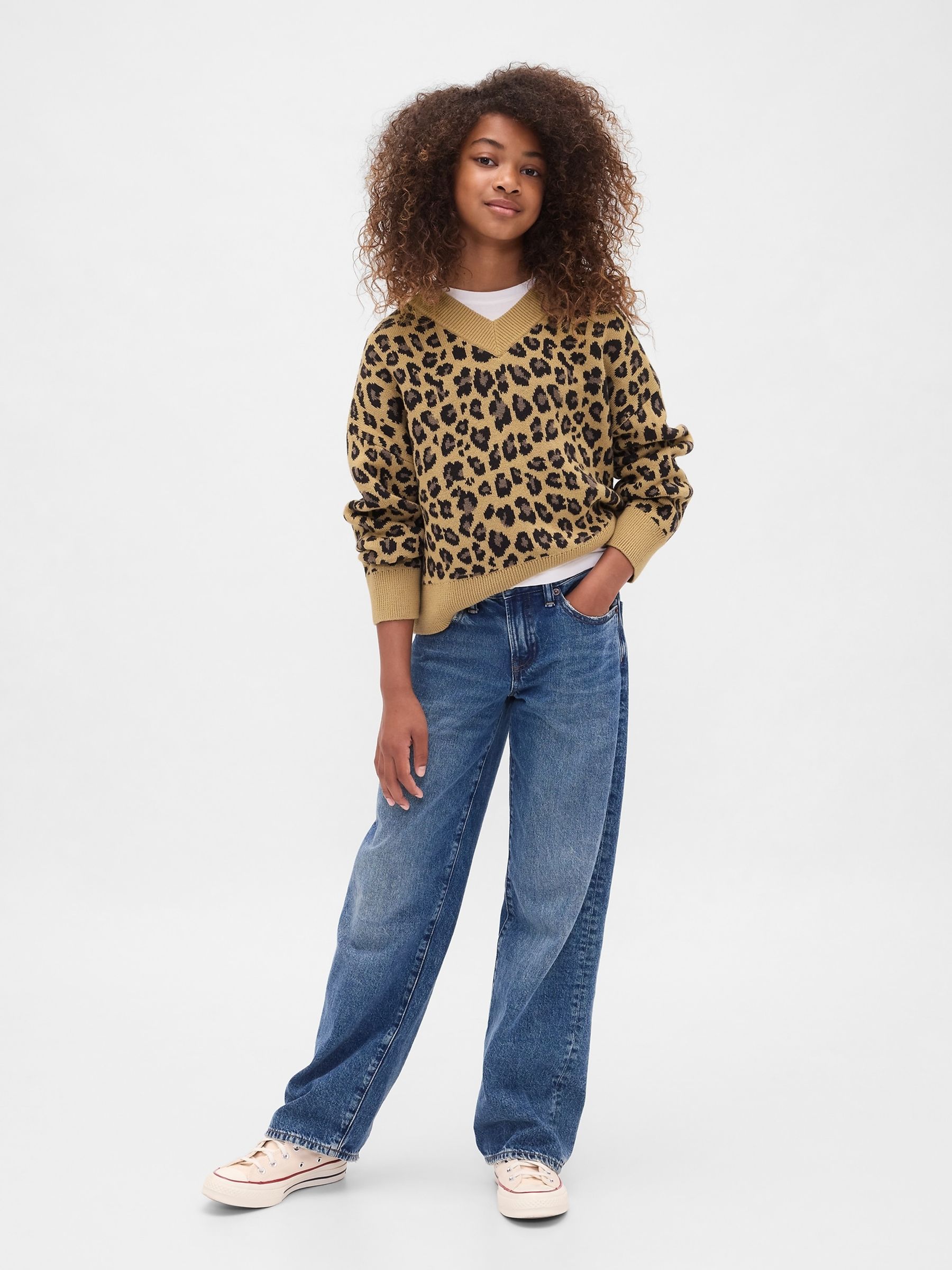 Brown Leopard Print Boxy V-Neck Jumper - Image 3 of 5