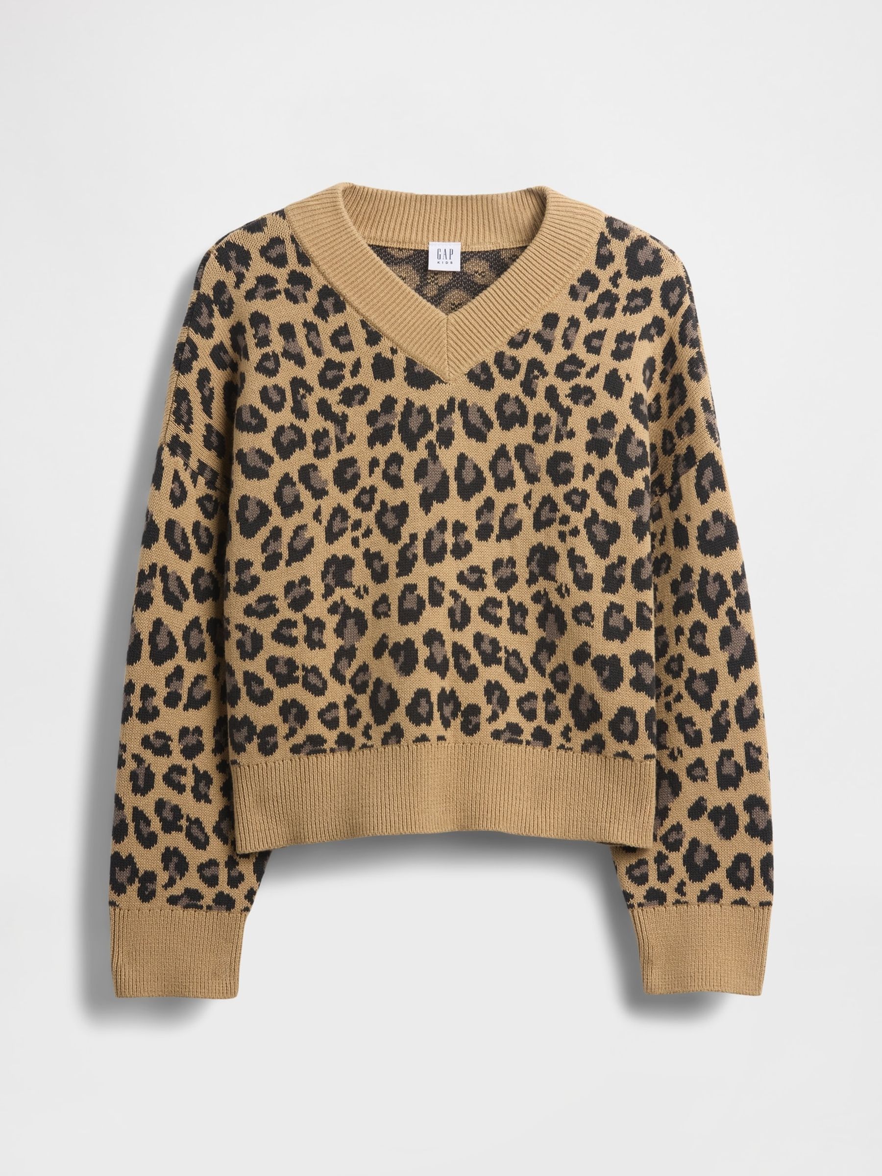 Brown Leopard Print Boxy V-Neck Jumper - Image 4 of 5