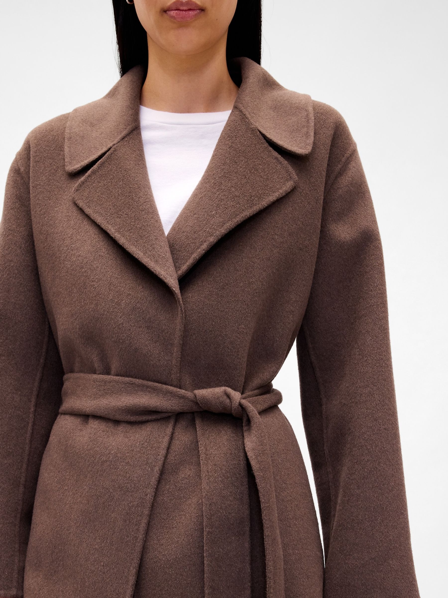 Brown Wool-Blend Wrap Coat - Image 4 of 4 Brown Wool-Blend Wrap Coat - Image 4 of 4