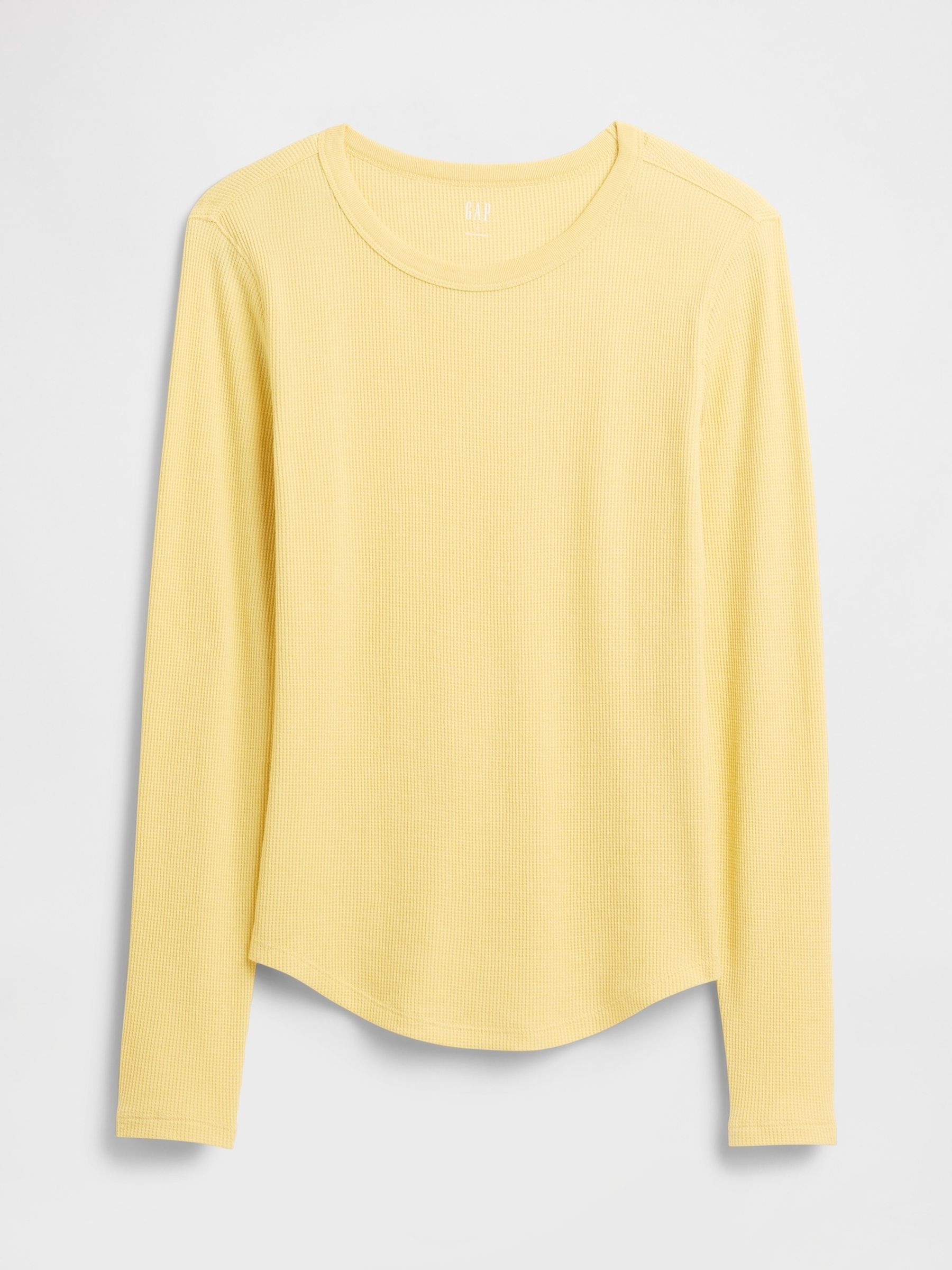 Yellow Waffle Knit Crew Neck T-Shirt - Image 4 of 4 Yellow Waffle Knit Crew Neck T-Shirt - Image 4 of 4