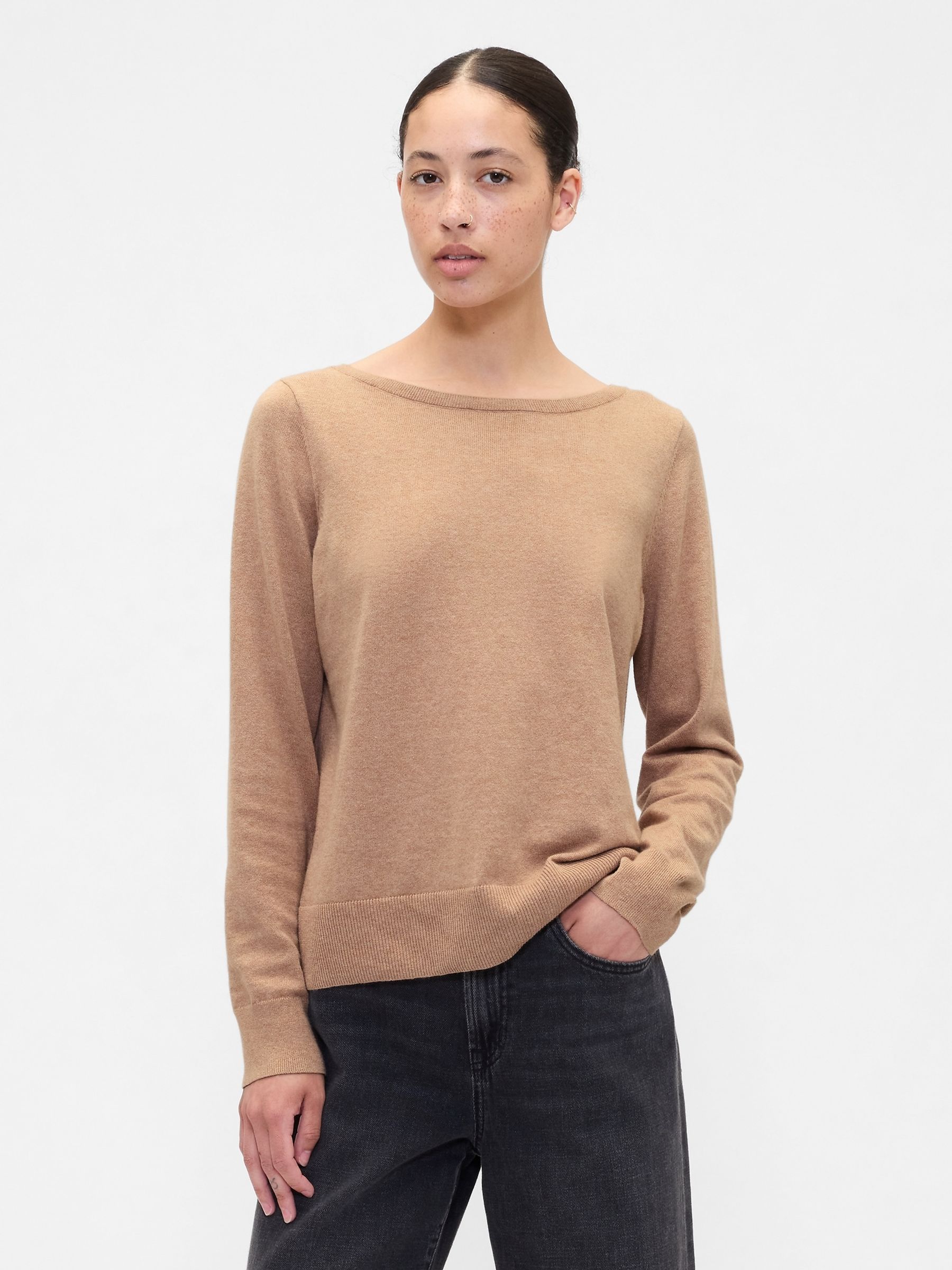 Brown Bella Boat Neck Jumper - Image 1 of 5 Brown Bella Boat Neck Jumper - Image 1 of 5