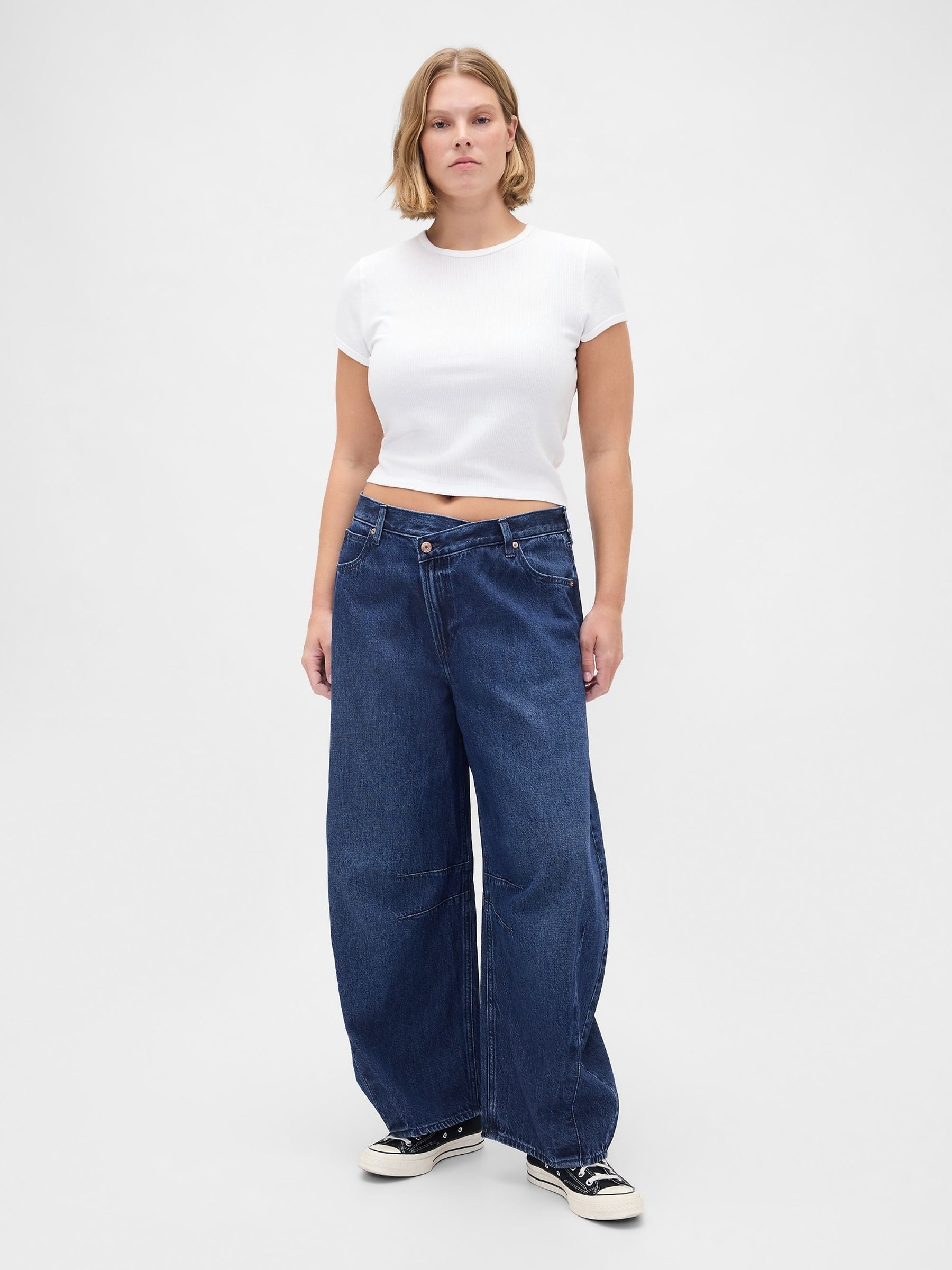Blue High Waisted UltraSoft Crossover Horseshoe Jeans - Image 5 of 6