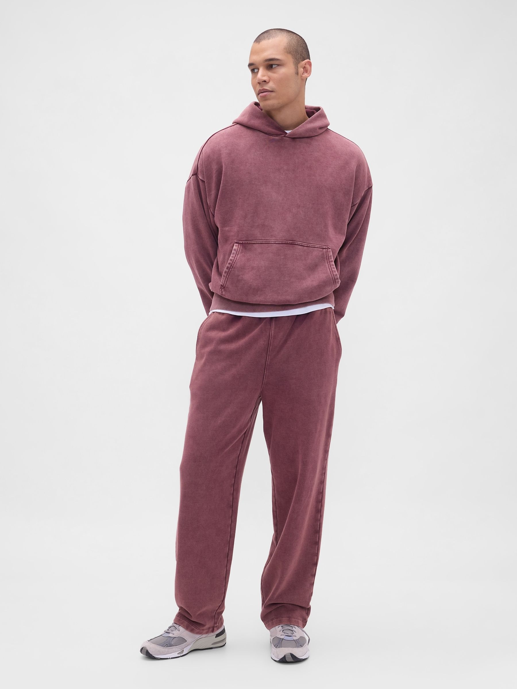 Washed Red Heavyweight Relaxed Joggers - Image 3 of 5