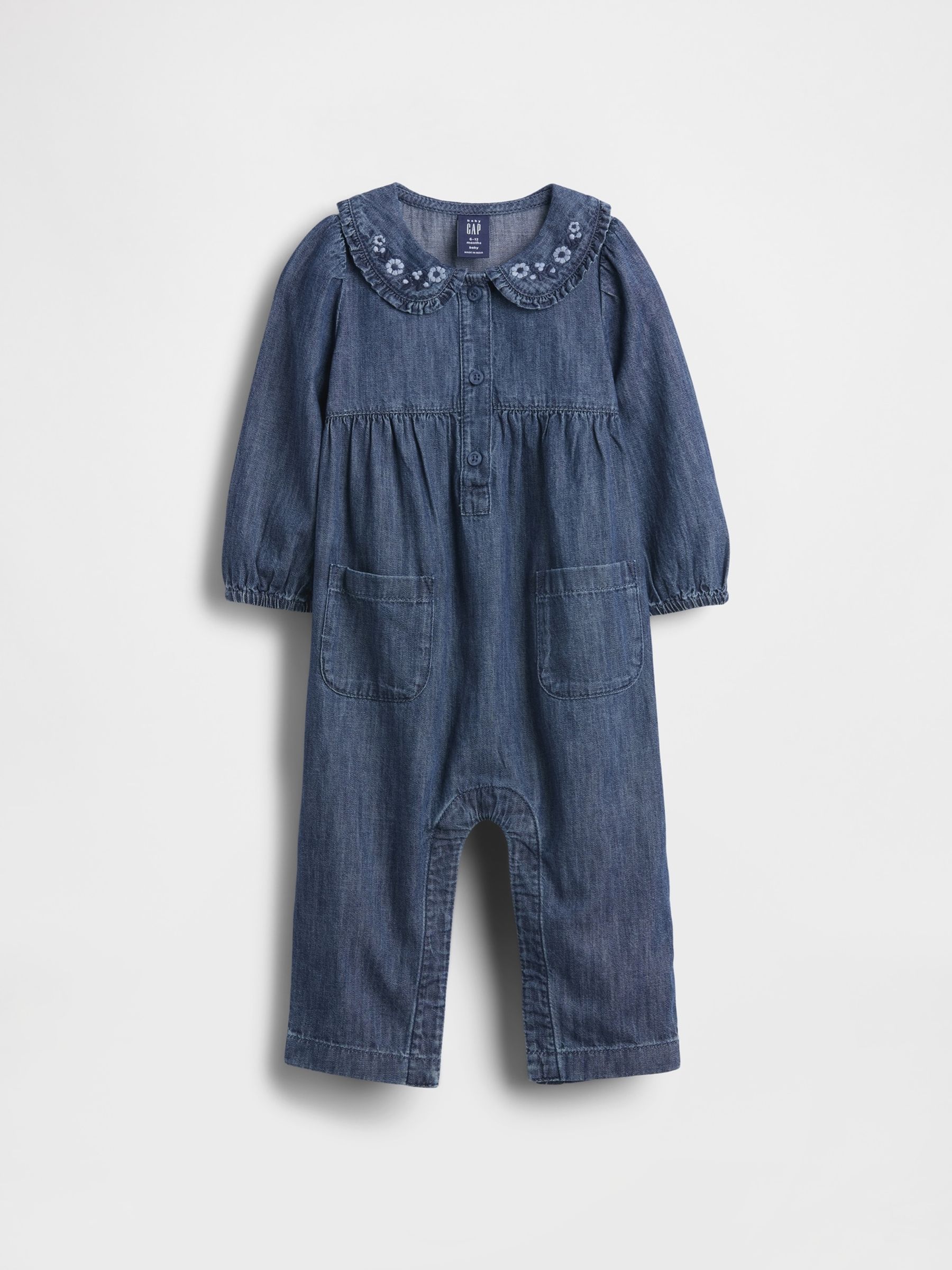 Blue Denim Collared One-Piece (Newborn-24mths) - Image 1 of 4
