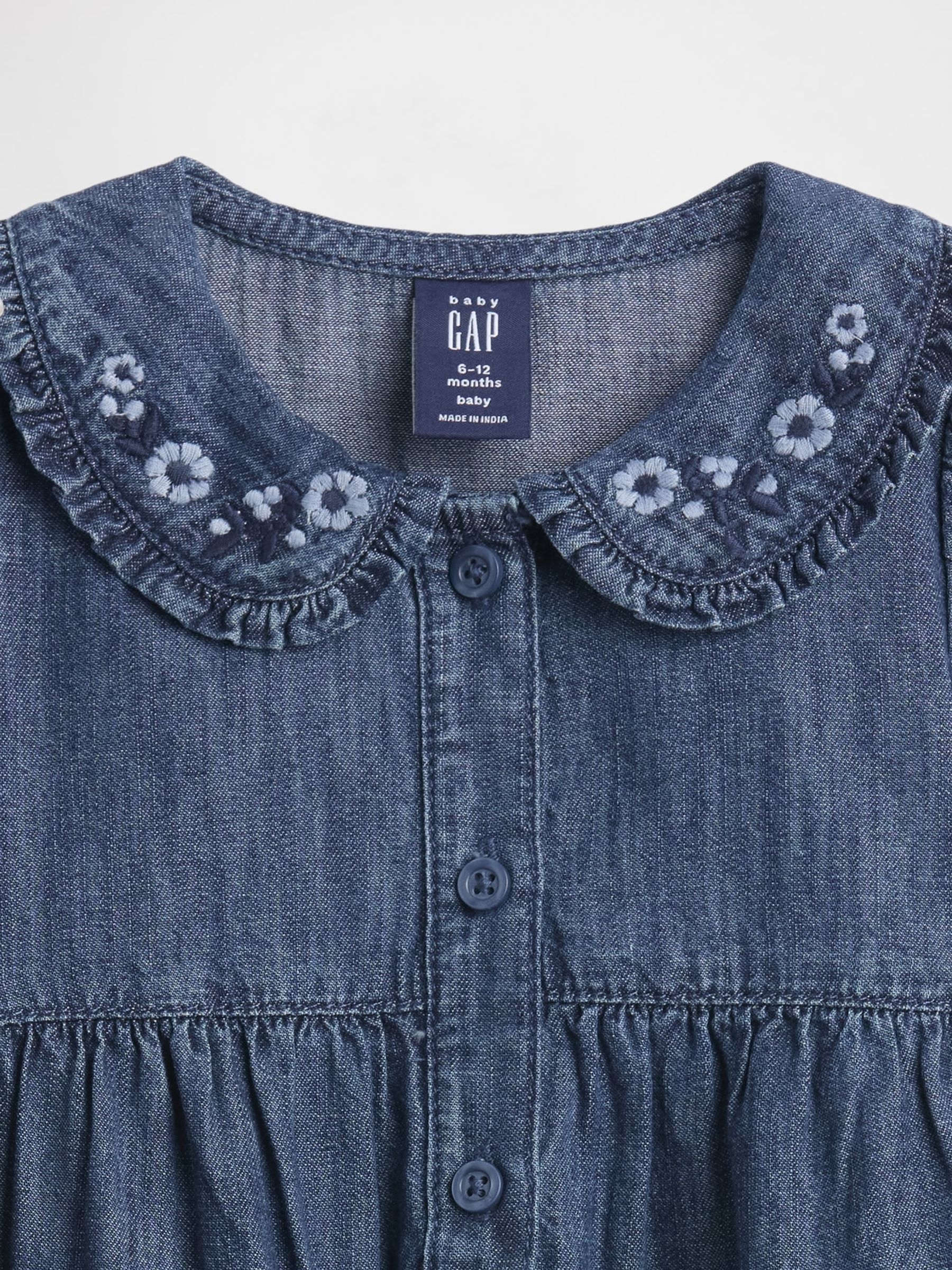 Blue Denim Collared One-Piece (Newborn-24mths) - Image 3 of 4