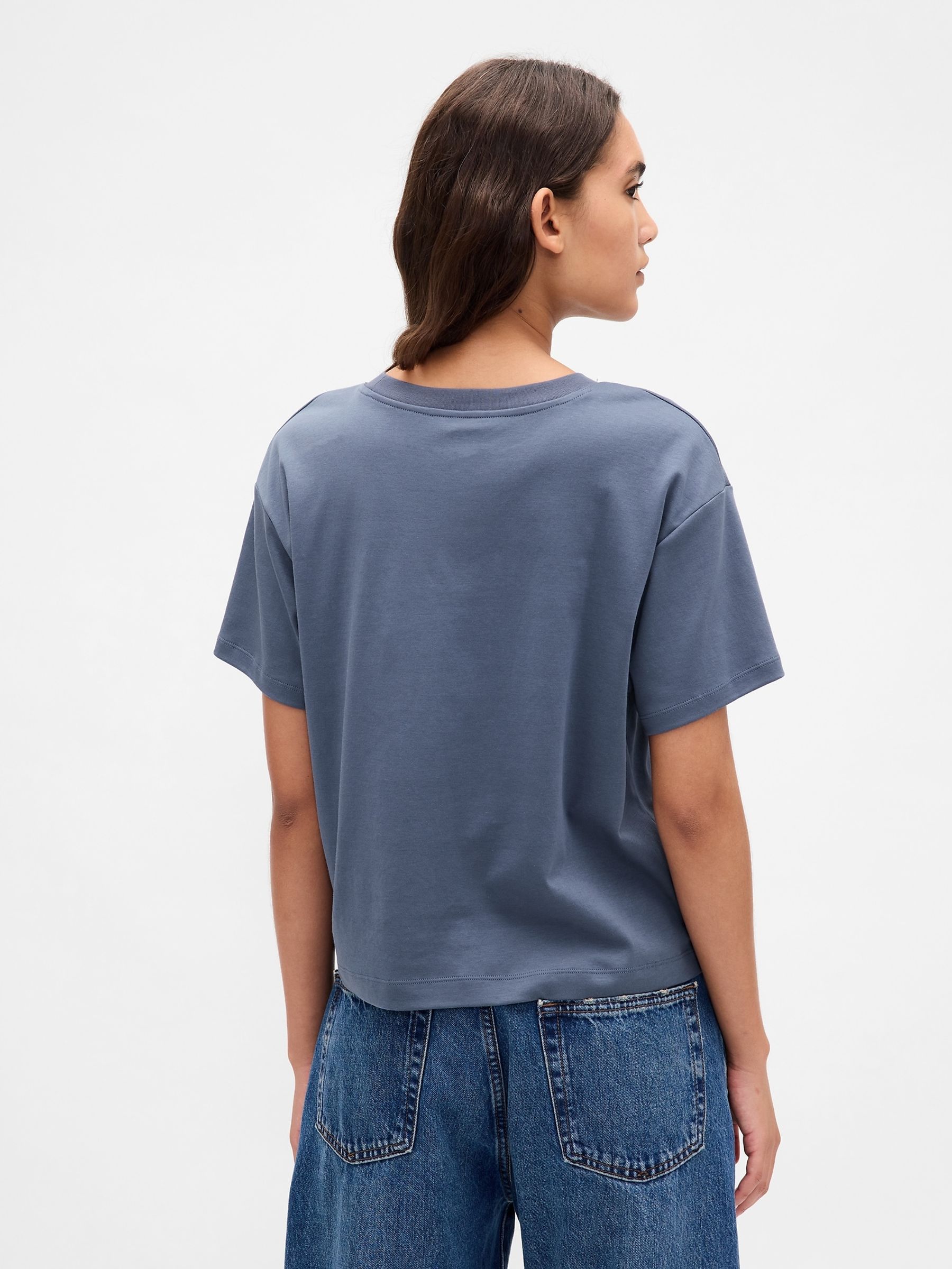Blue Supima® Cotton Relaxed Short Sleeve T-Shirt - Image 2 of 3
