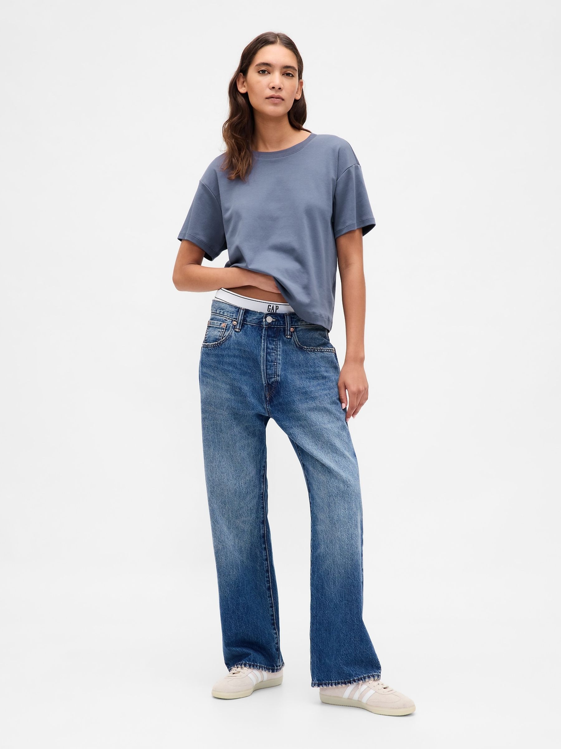 Blue Supima® Cotton Relaxed Short Sleeve T-Shirt - Image 3 of 3