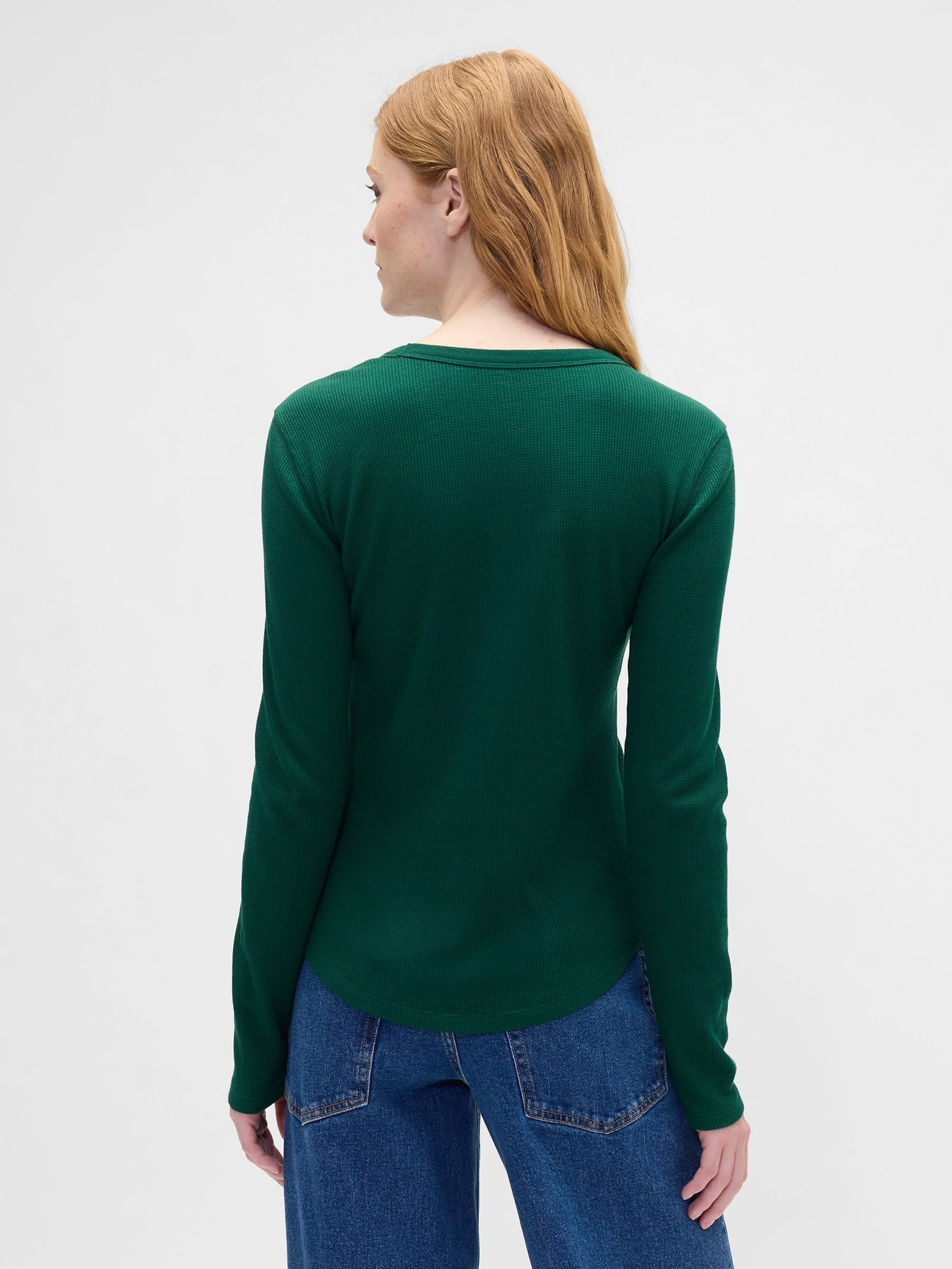 Green Waffle Knit Crew Neck T-Shirt - Image 2 of 3