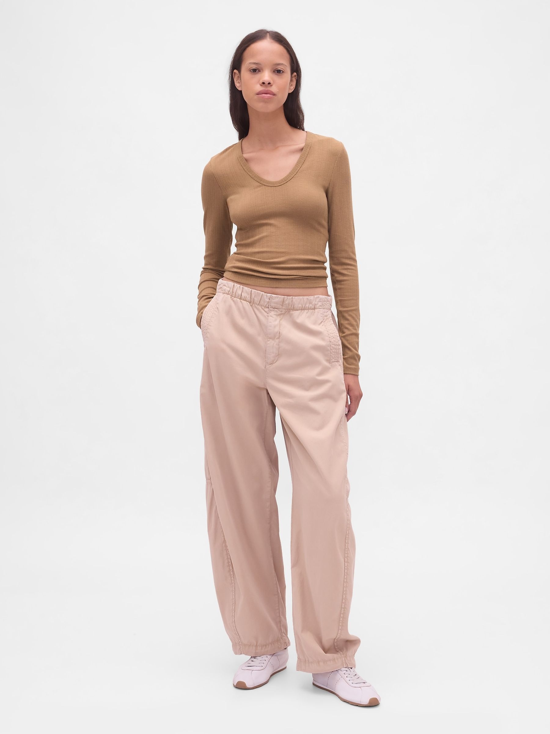 Beige Sheer Modern Rib T-Shirt - Image 3 of 4