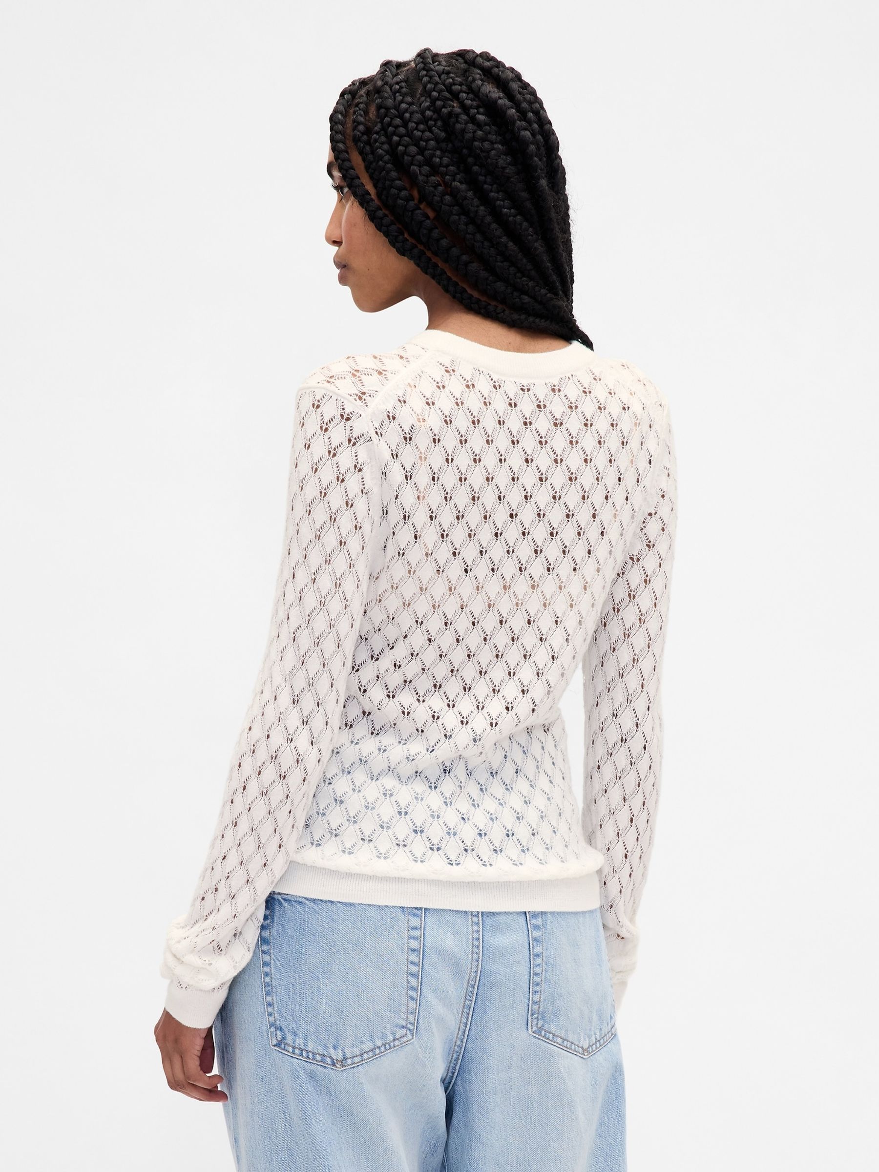 White Pointelle Sweatshirt - Image 2 of 4