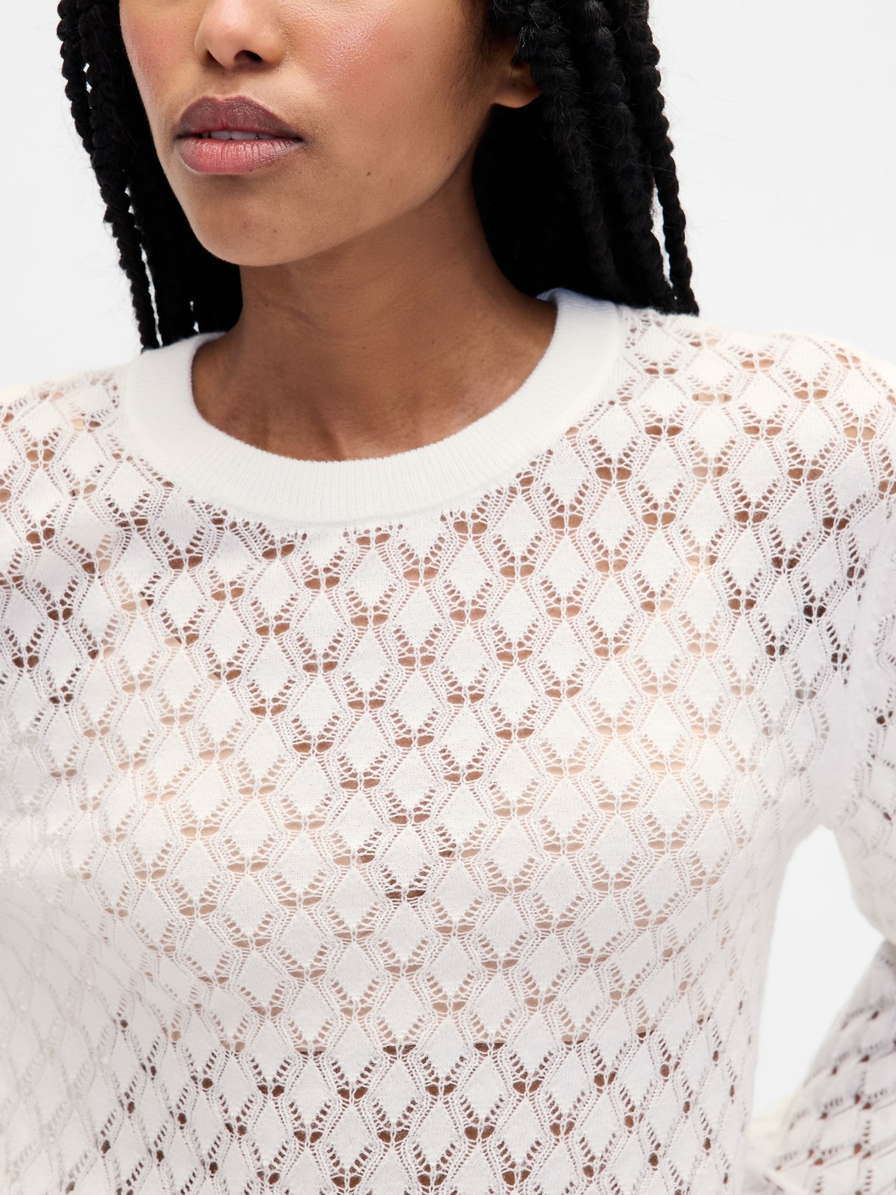 White Pointelle Sweatshirt - Image 4 of 4