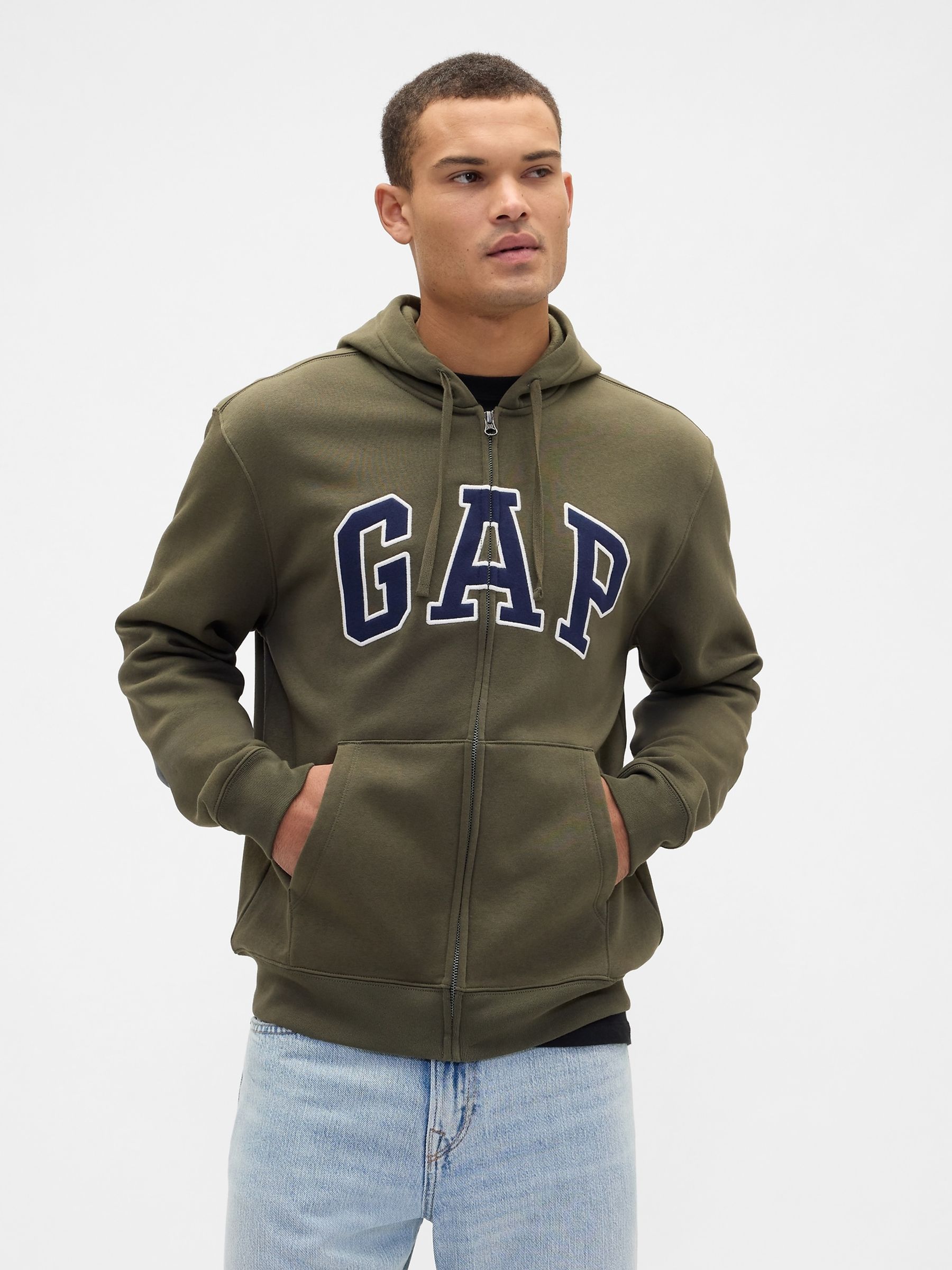 Green Relaxed Logo Zip Hoodie - Image 1 of 4