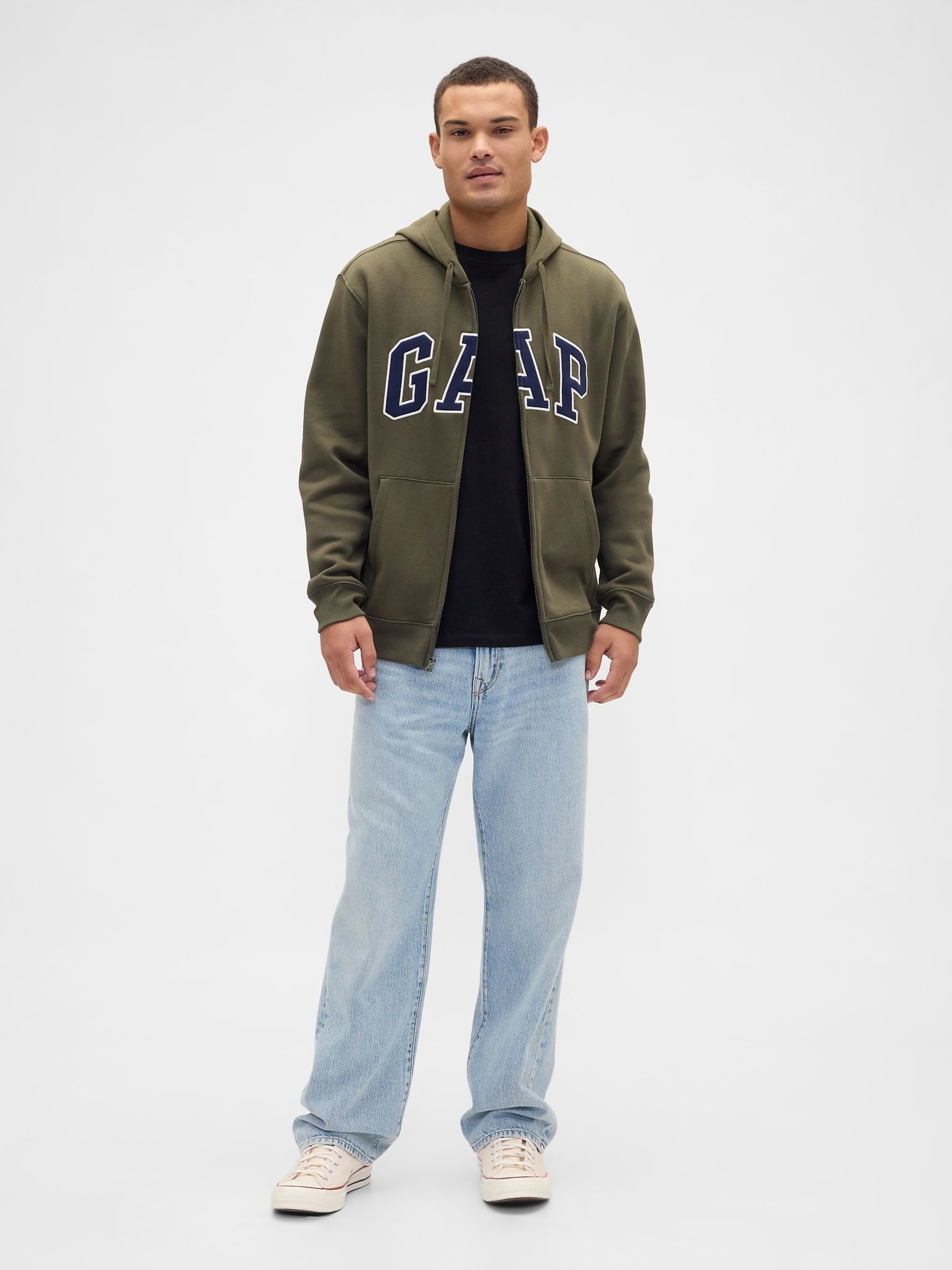 Green Relaxed Logo Zip Hoodie - Image 3 of 4