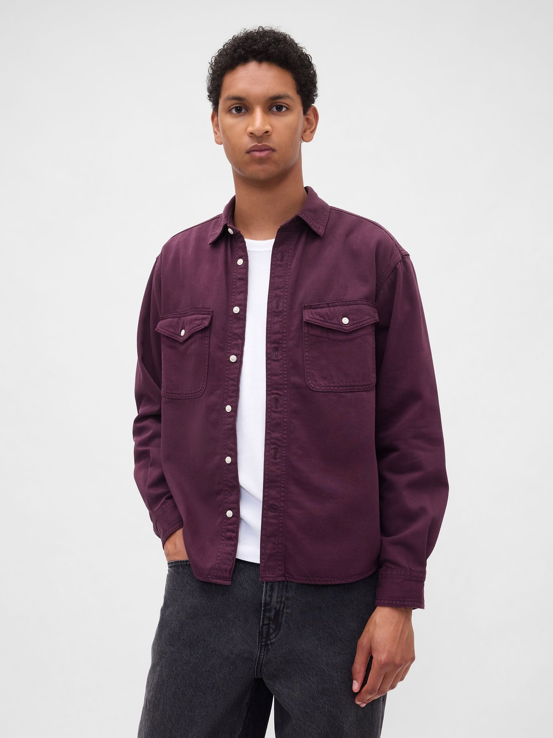 Purple UltraSoft Denim Relaxed Shirt - Image 1 of 4