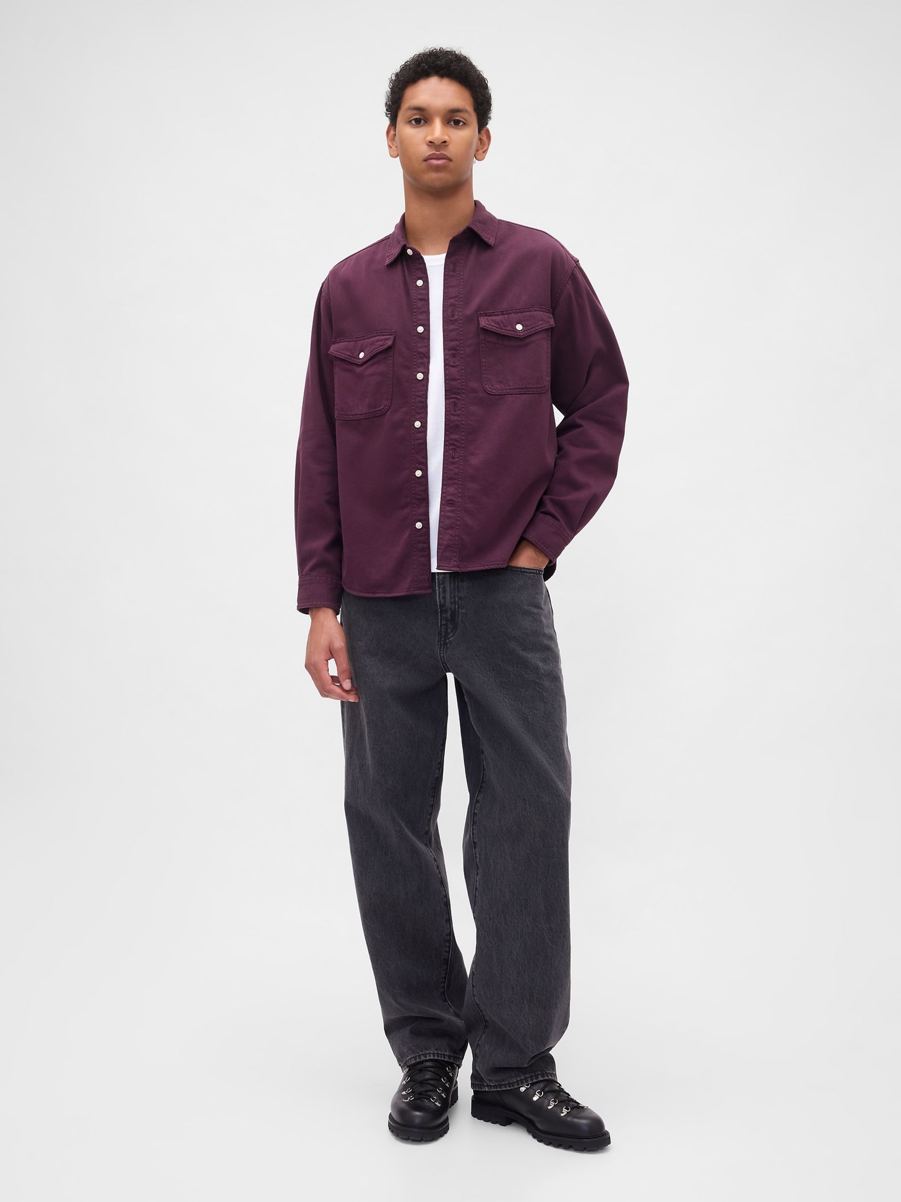 Purple UltraSoft Denim Relaxed Shirt - Image 3 of 4