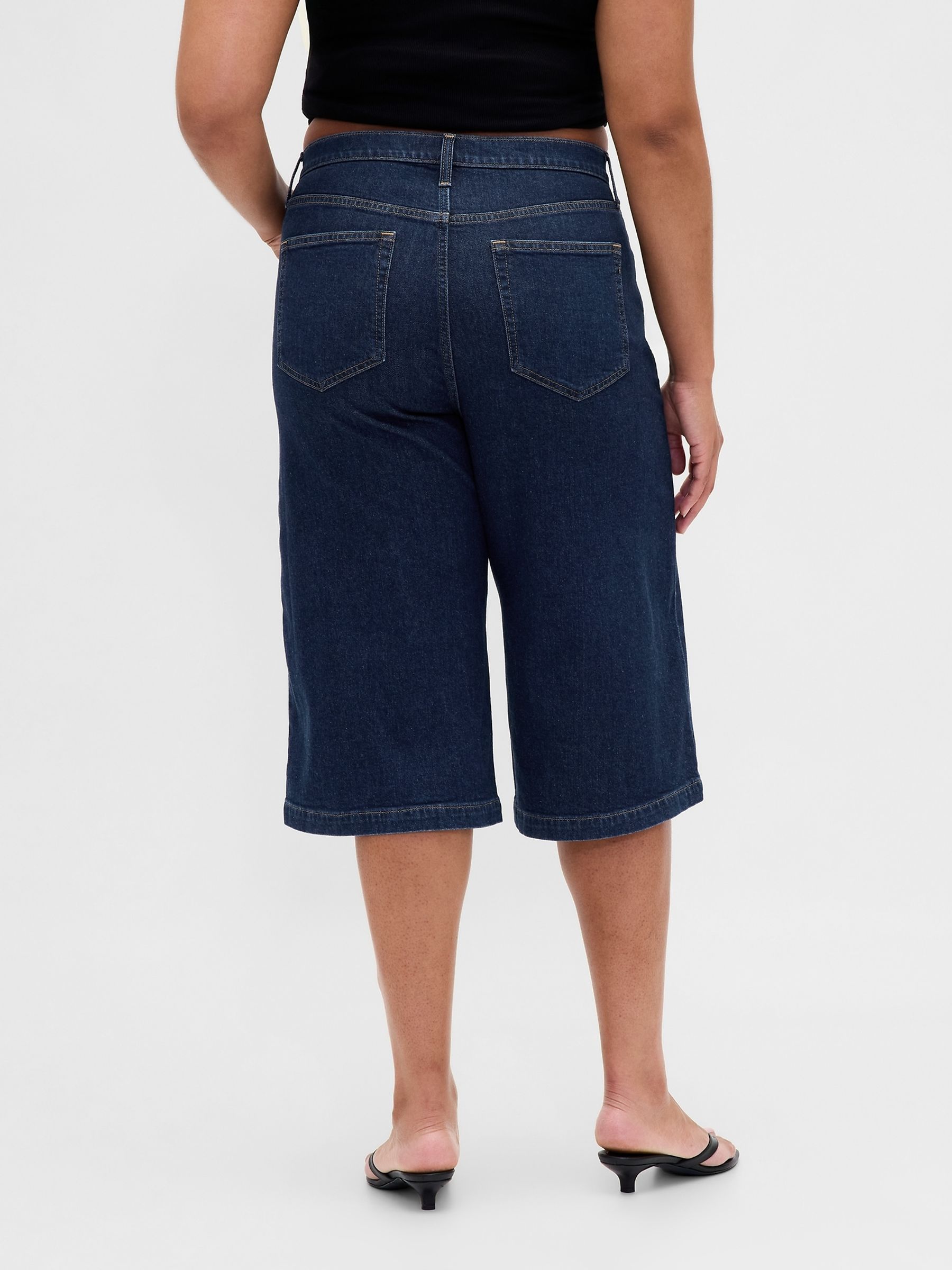 Blue High Waisted Culotte Jeans - Image 2 of 3 Blue High Waisted Culotte Jeans - Image 2 of 3