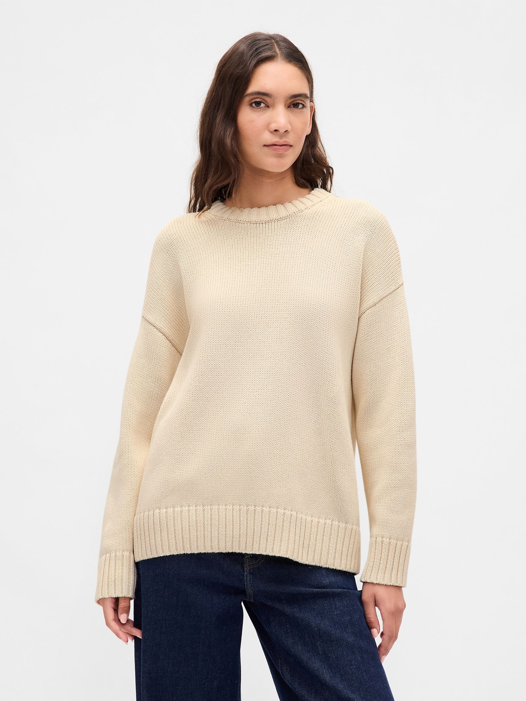 Cream Cotton Oversized Jumper - Image 1 of 4