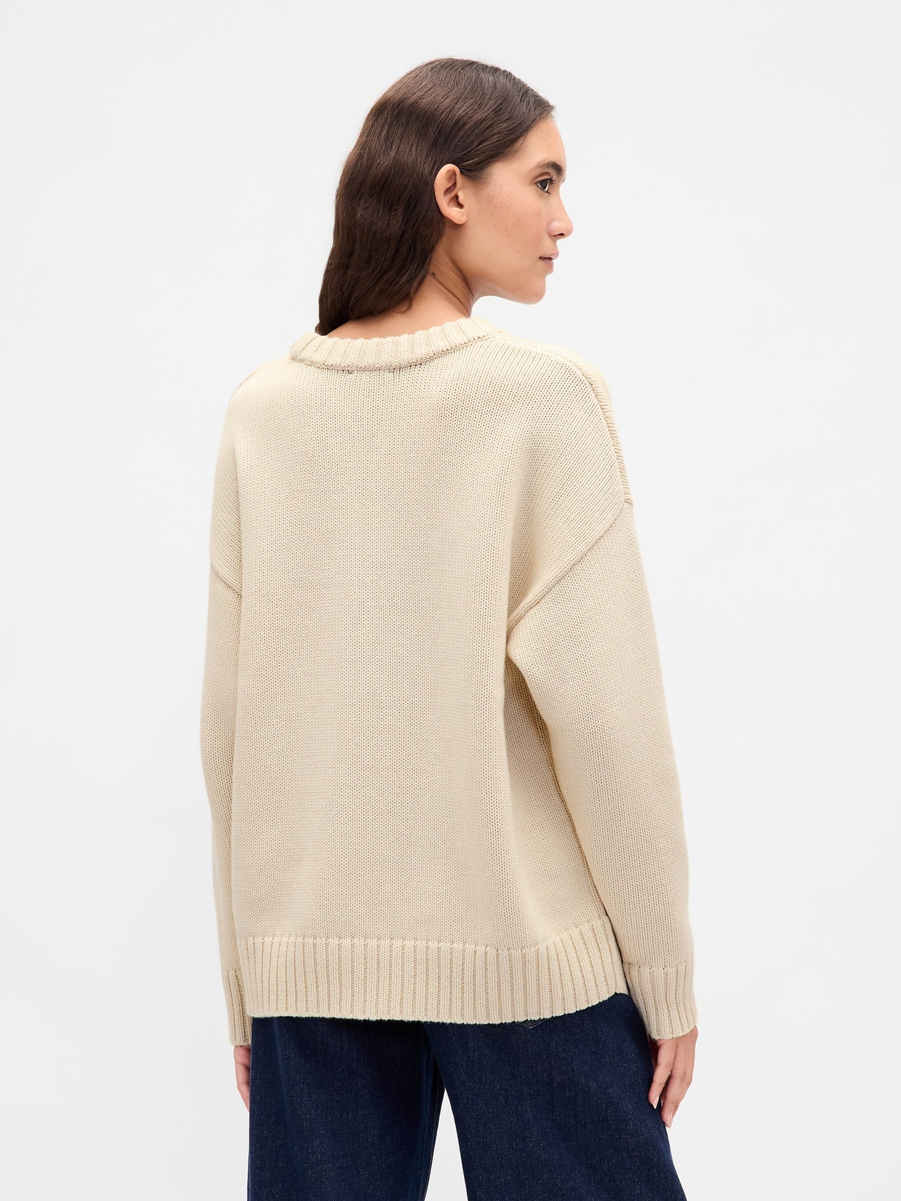 Cream Cotton Oversized Jumper - Image 2 of 4