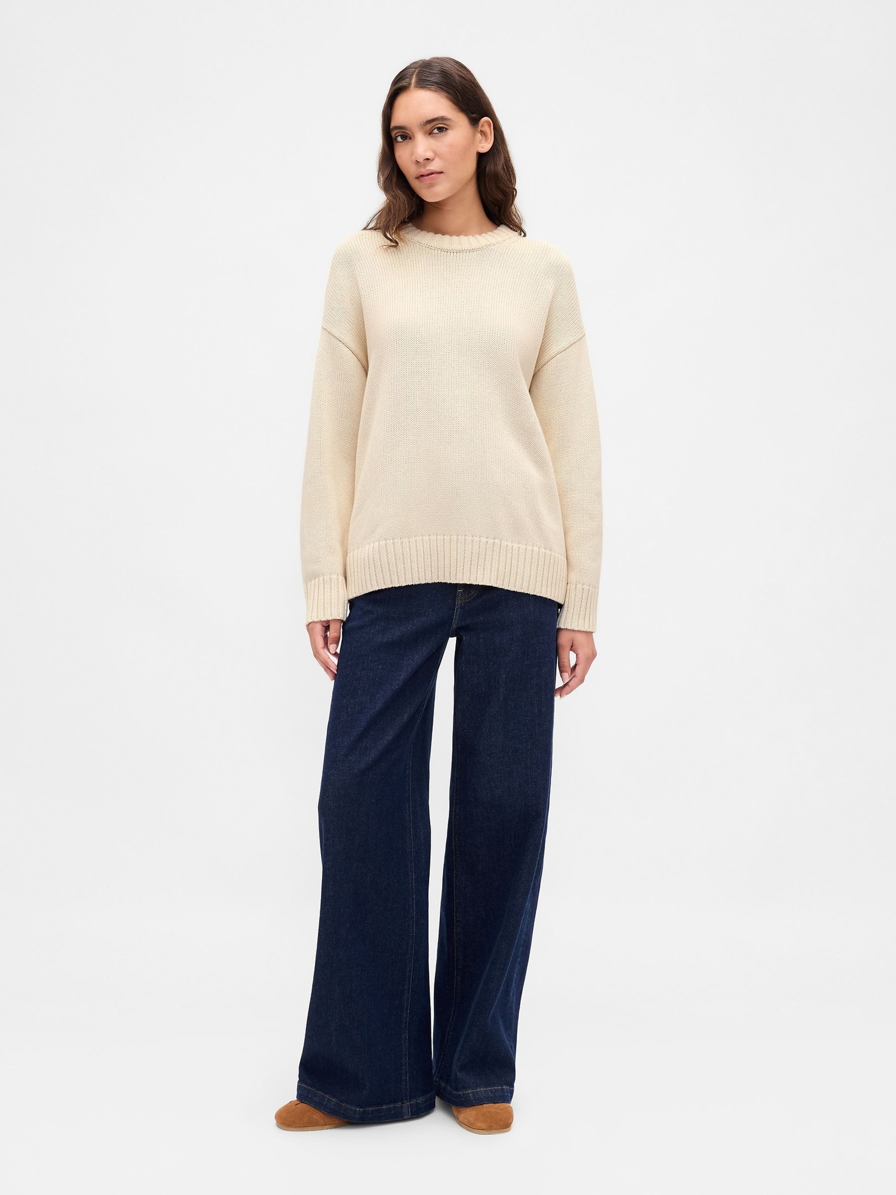 Cream Cotton Oversized Jumper - Image 3 of 4