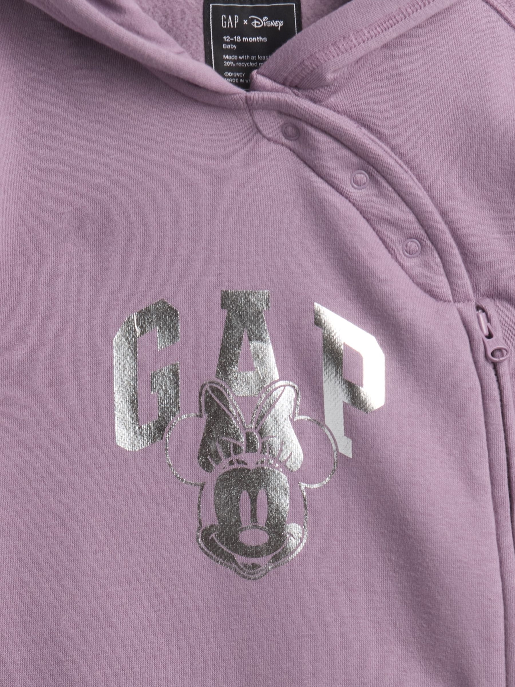 Purple Minnie Mouse Disney Logo Sleepsuit - Image 3 of 3