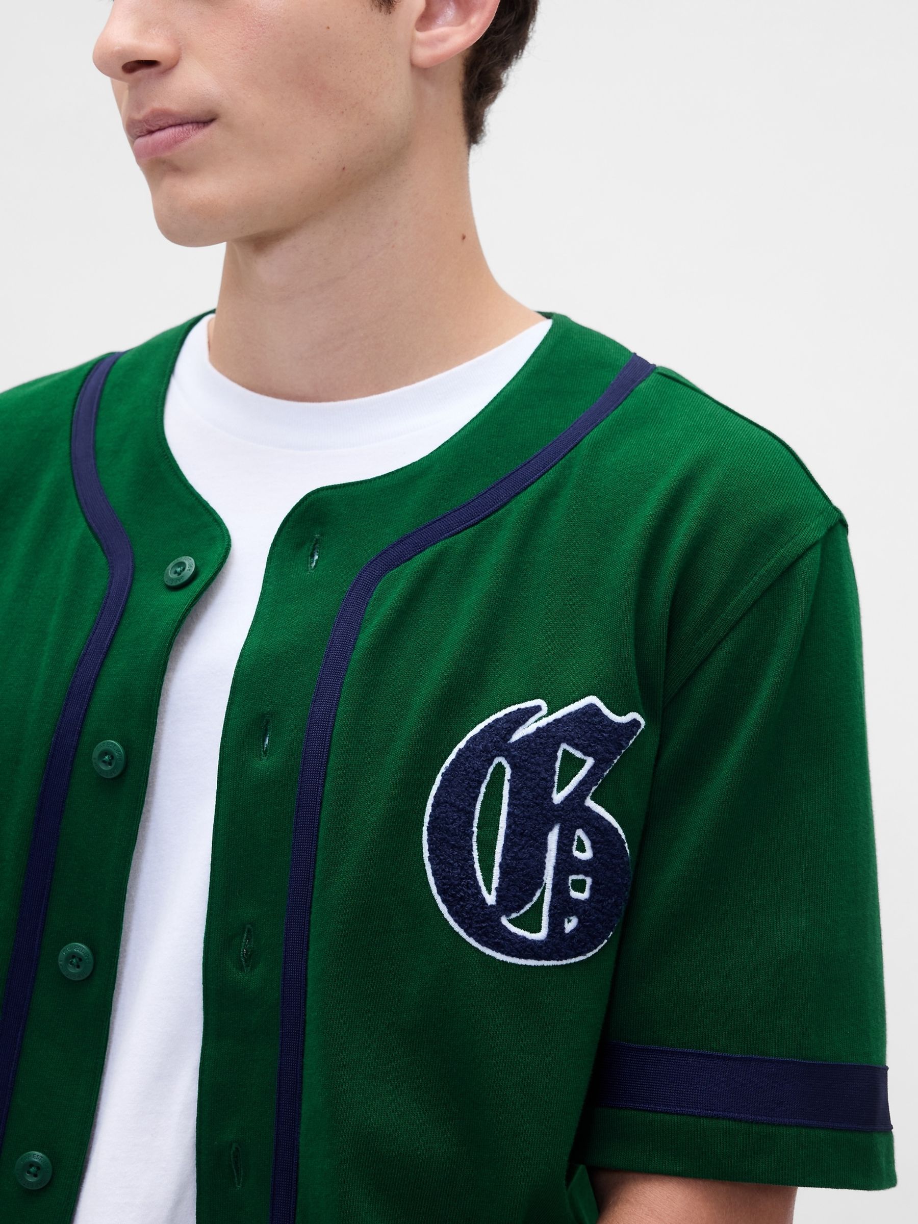 Green/Navy Varsity Logo Baseball Jersey T-Shirt - Image 3 of 4