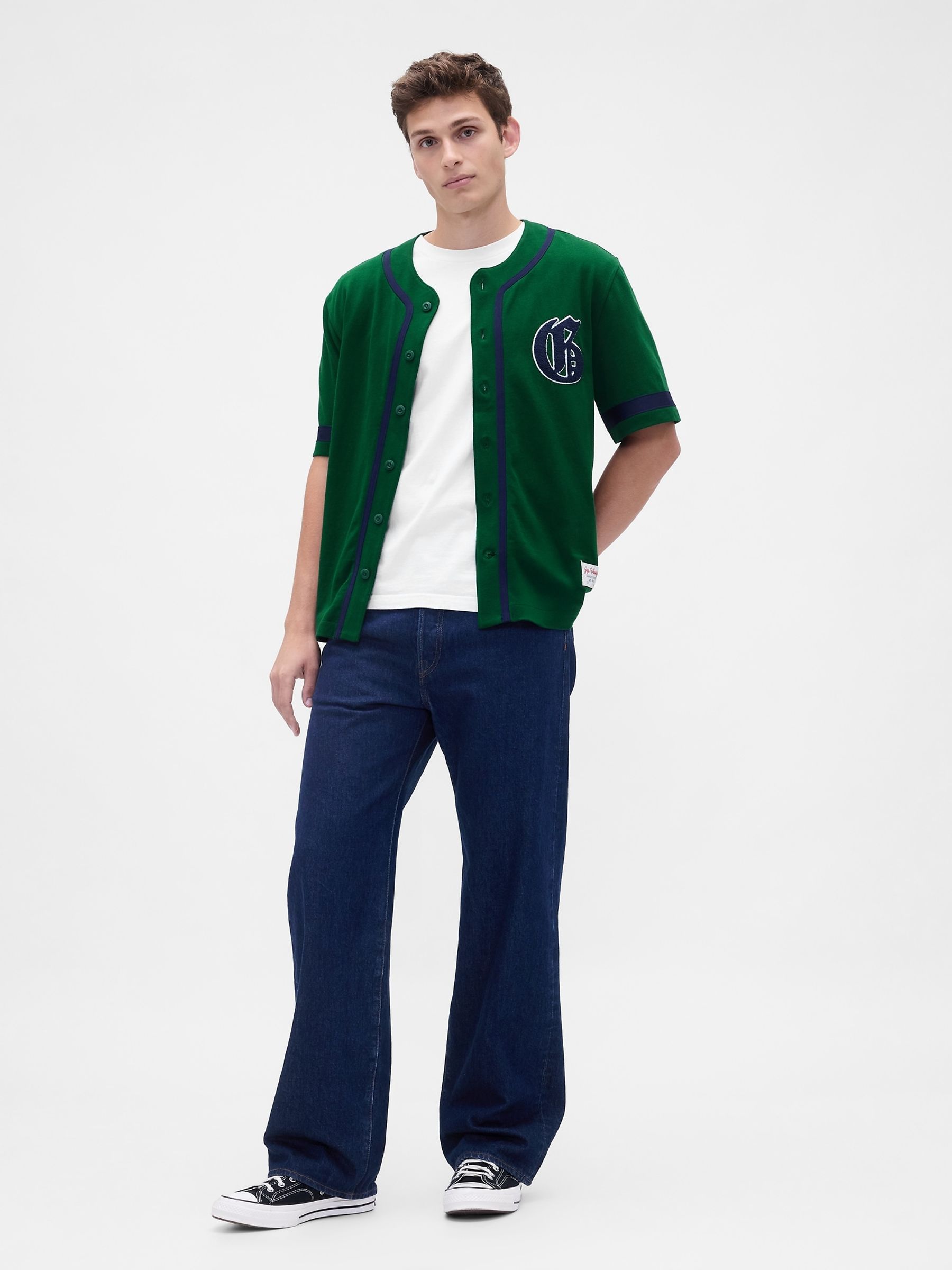 Green/Navy Varsity Logo Baseball Jersey T-Shirt - Image 4 of 4