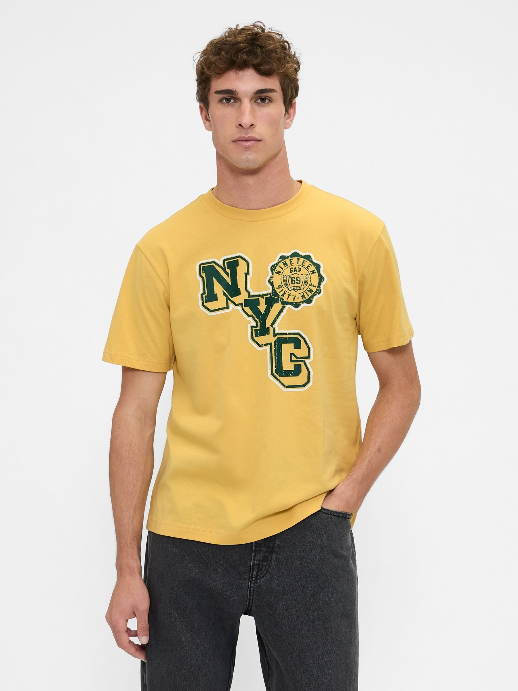 Yellow Everyday Soft Relaxed Graphic T-Shirt - Image 1 of 4 Yellow Everyday Soft Relaxed Graphic T-Shirt - Image 1 of 4