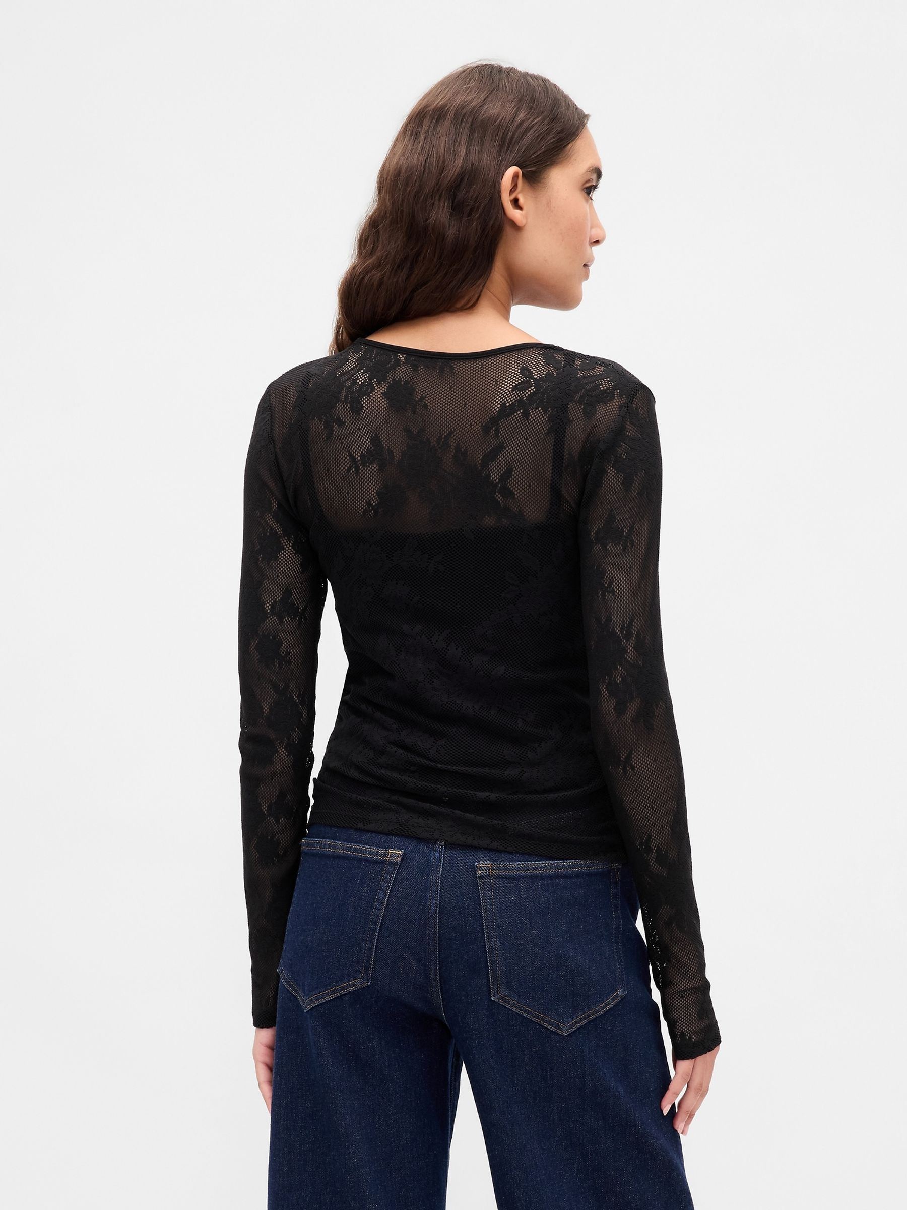 Black Sheer Lace Top - Image 2 of 4