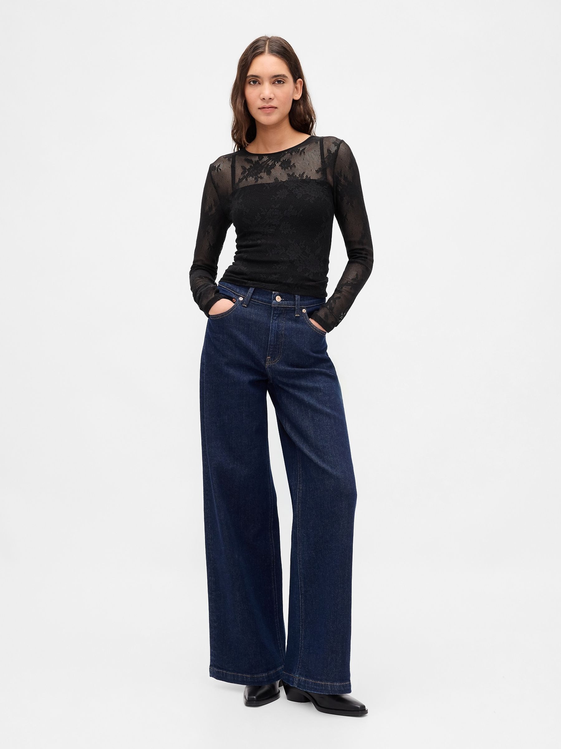 Black Sheer Lace Top - Image 3 of 4