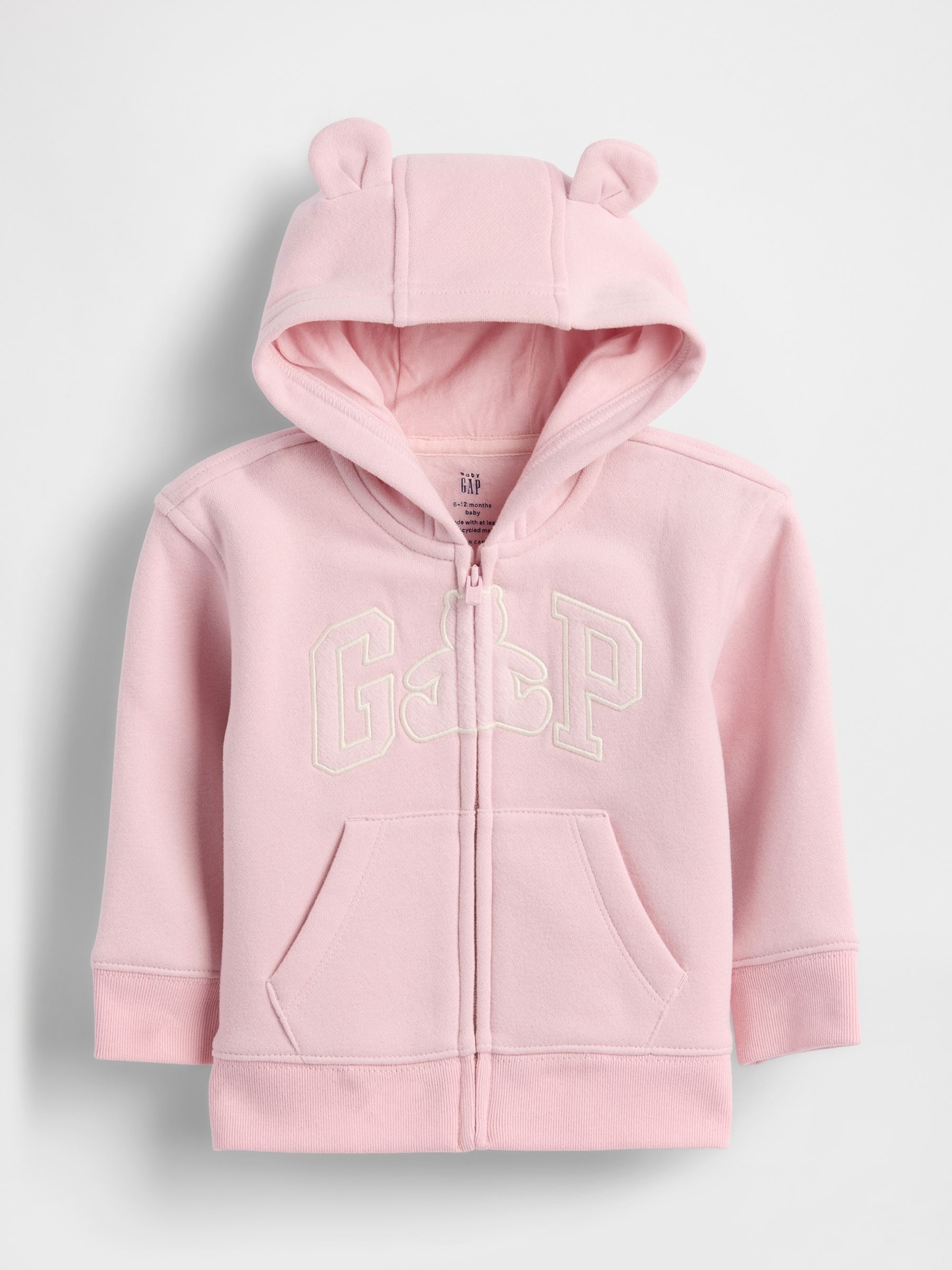 Pink Vintage Soft Bear Logo Zip Hoodie (Newborn-24mths) - Image 1 of 2