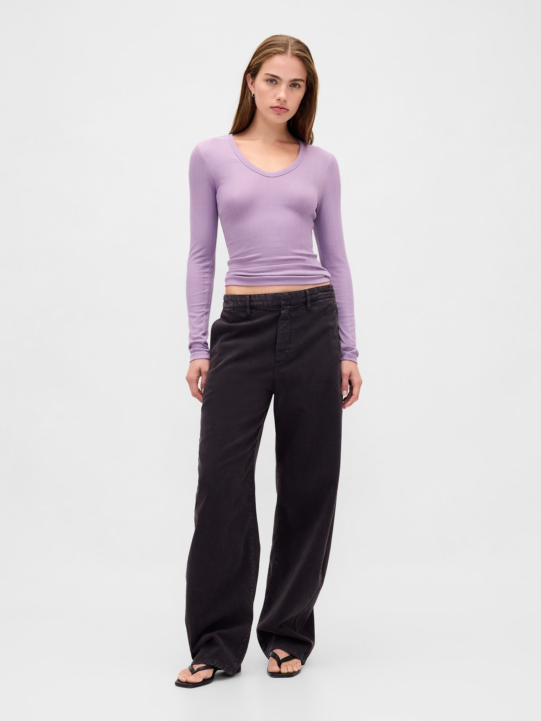 Purple Sheer Modern Rib T-Shirt - Image 3 of 4