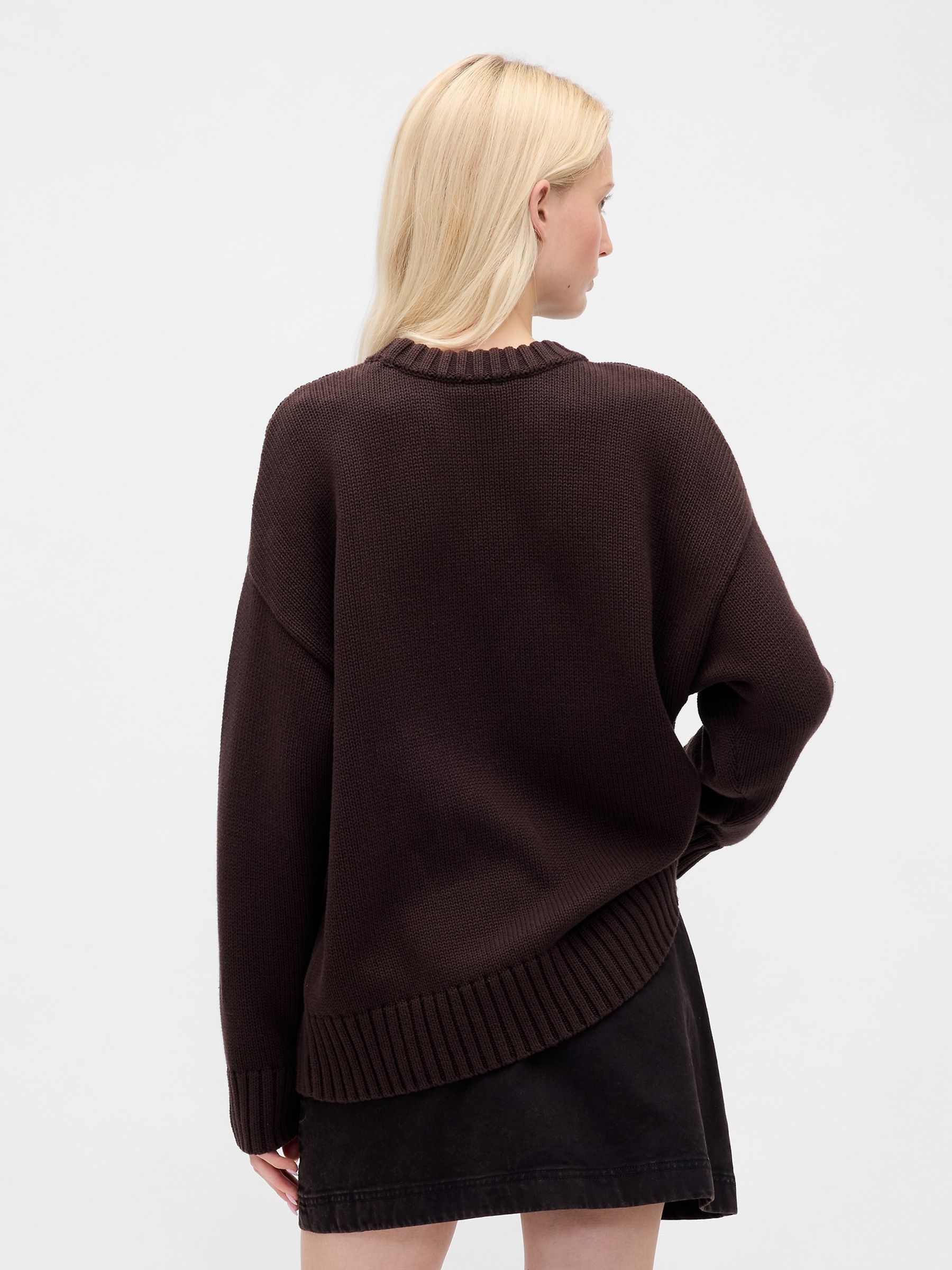 Brown Cotton Oversized Jumper - Image 2 of 4