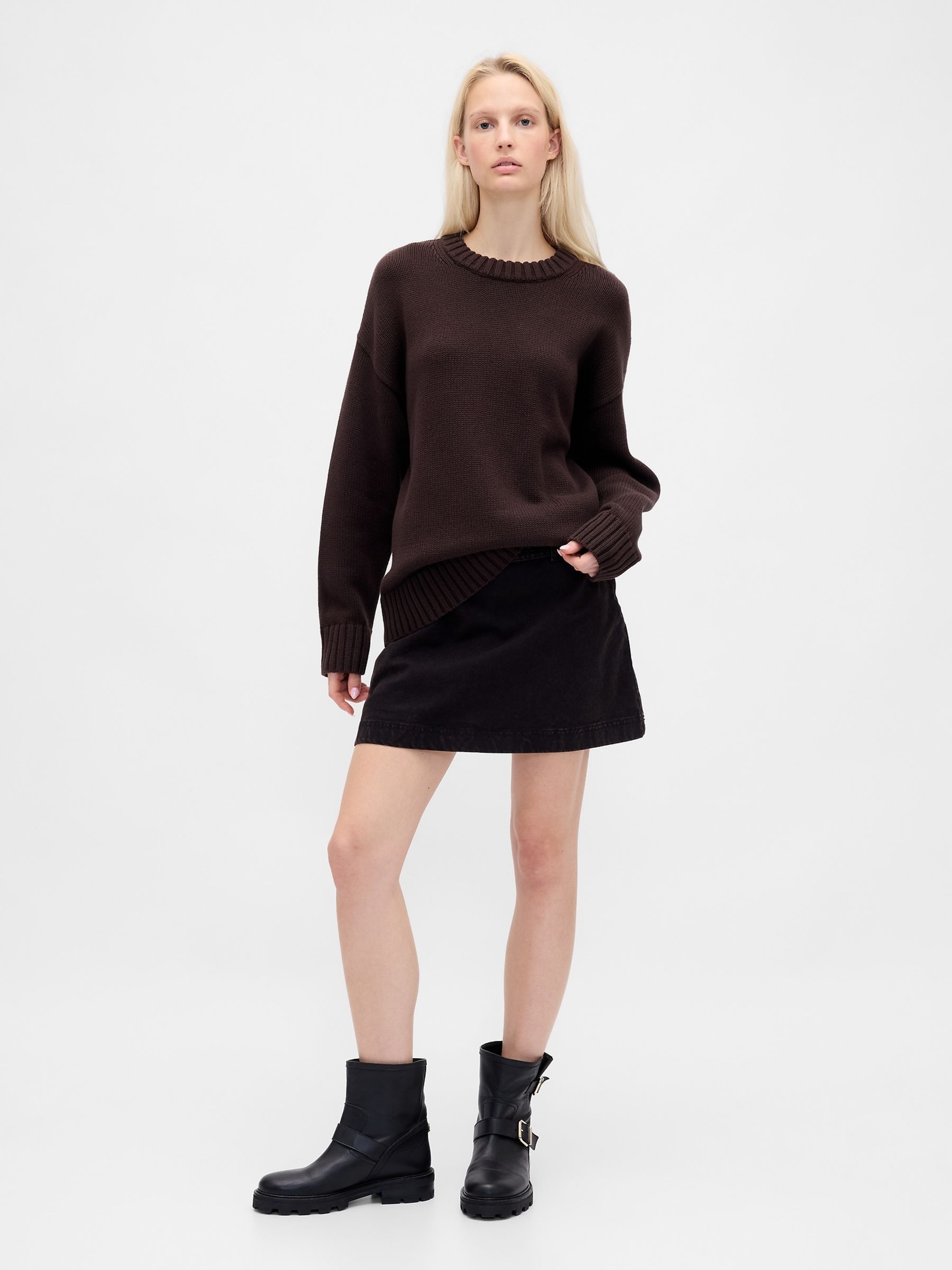 Brown Cotton Oversized Jumper - Image 3 of 4