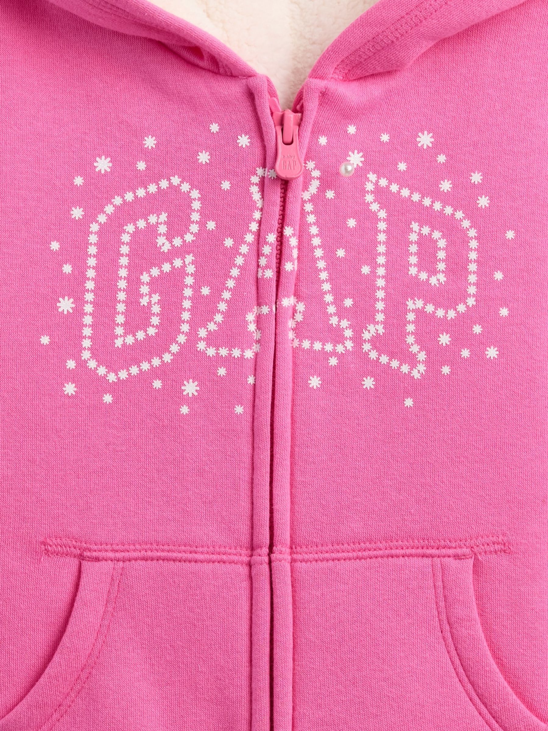 Pink Logo Zip Up Sherpa-Lined Hoodie | Gap