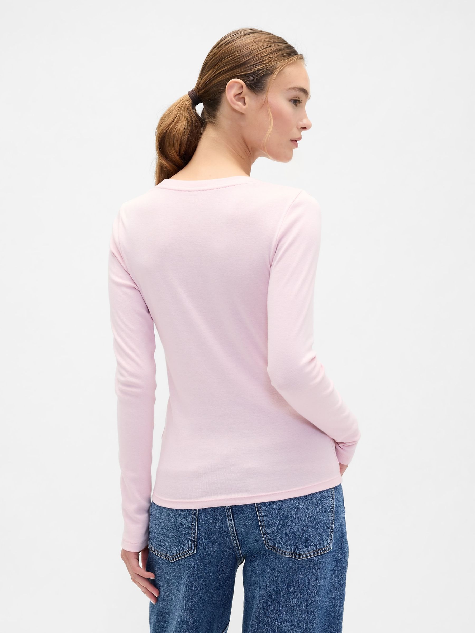 Pink Long Sleeve Modern Crewneck T-Shirt - Image 2 of 5