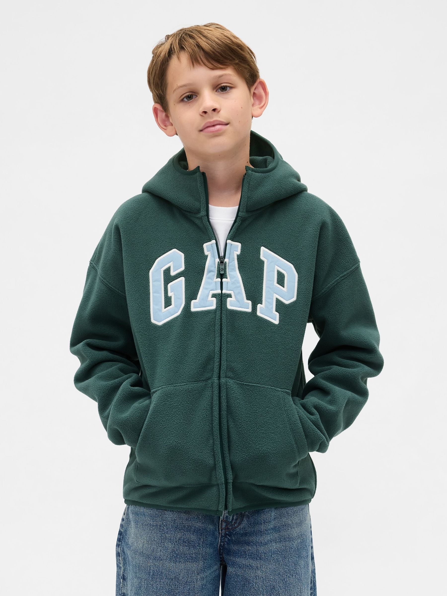 Green VintageSoft Logo Zip Hoodie (4-13yrs) - Image 1 of 5