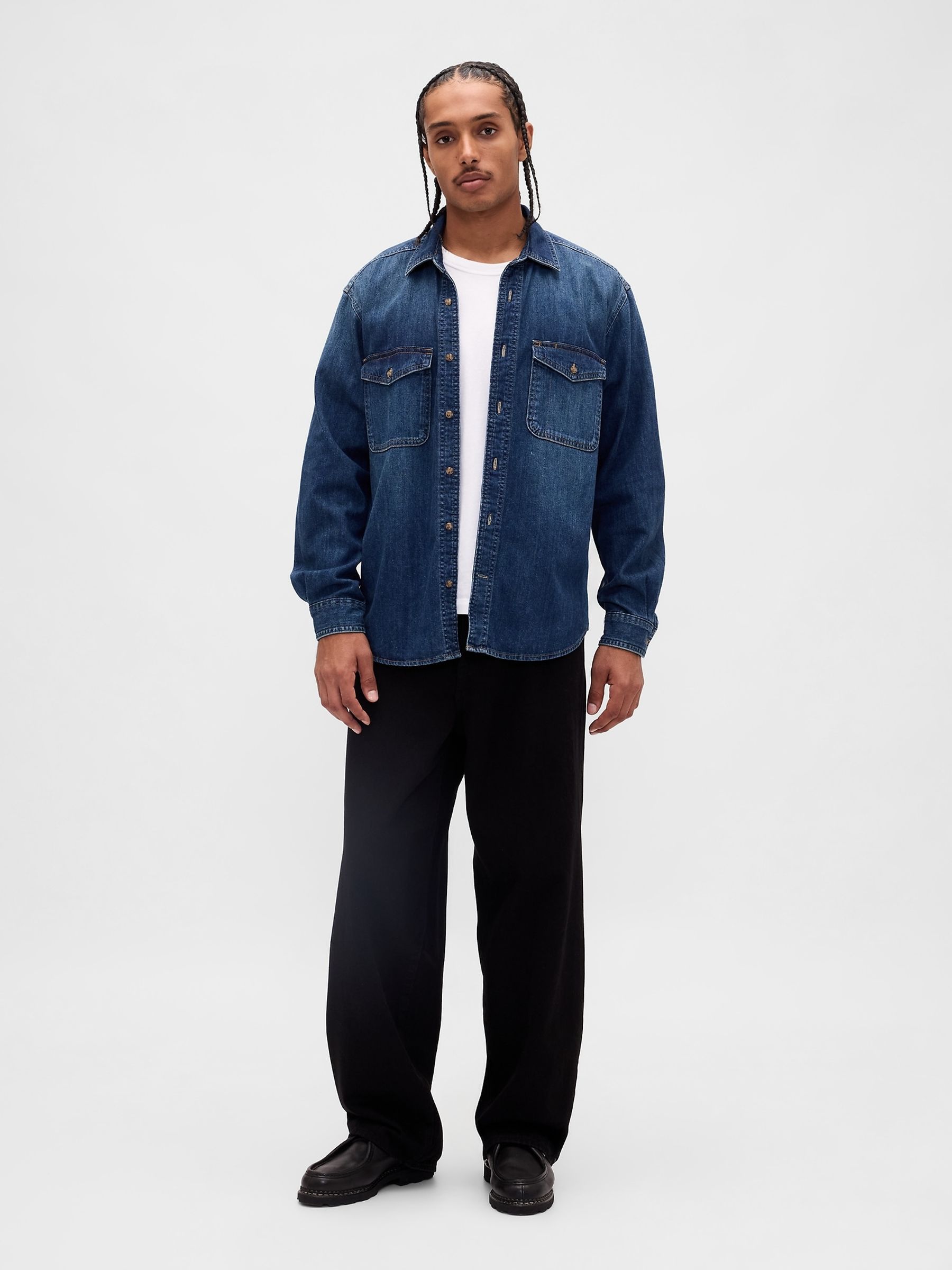 Blue Denim Relaxed Shirt - Image 3 of 4