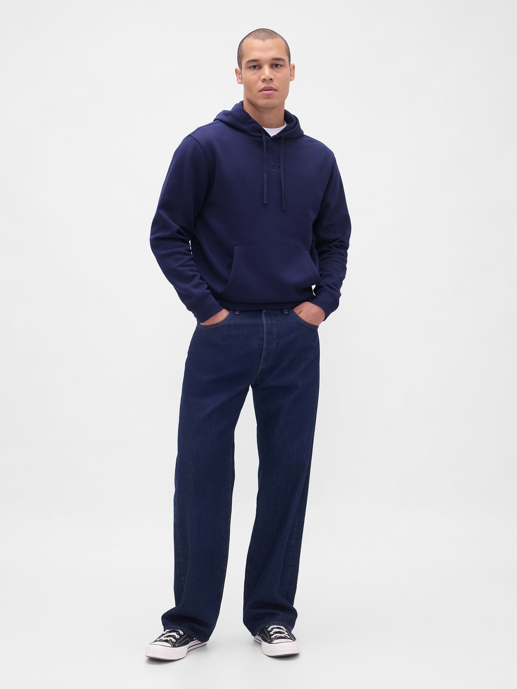 Blue Relaxed Mini-Logo Hoodie - Image 3 of 4