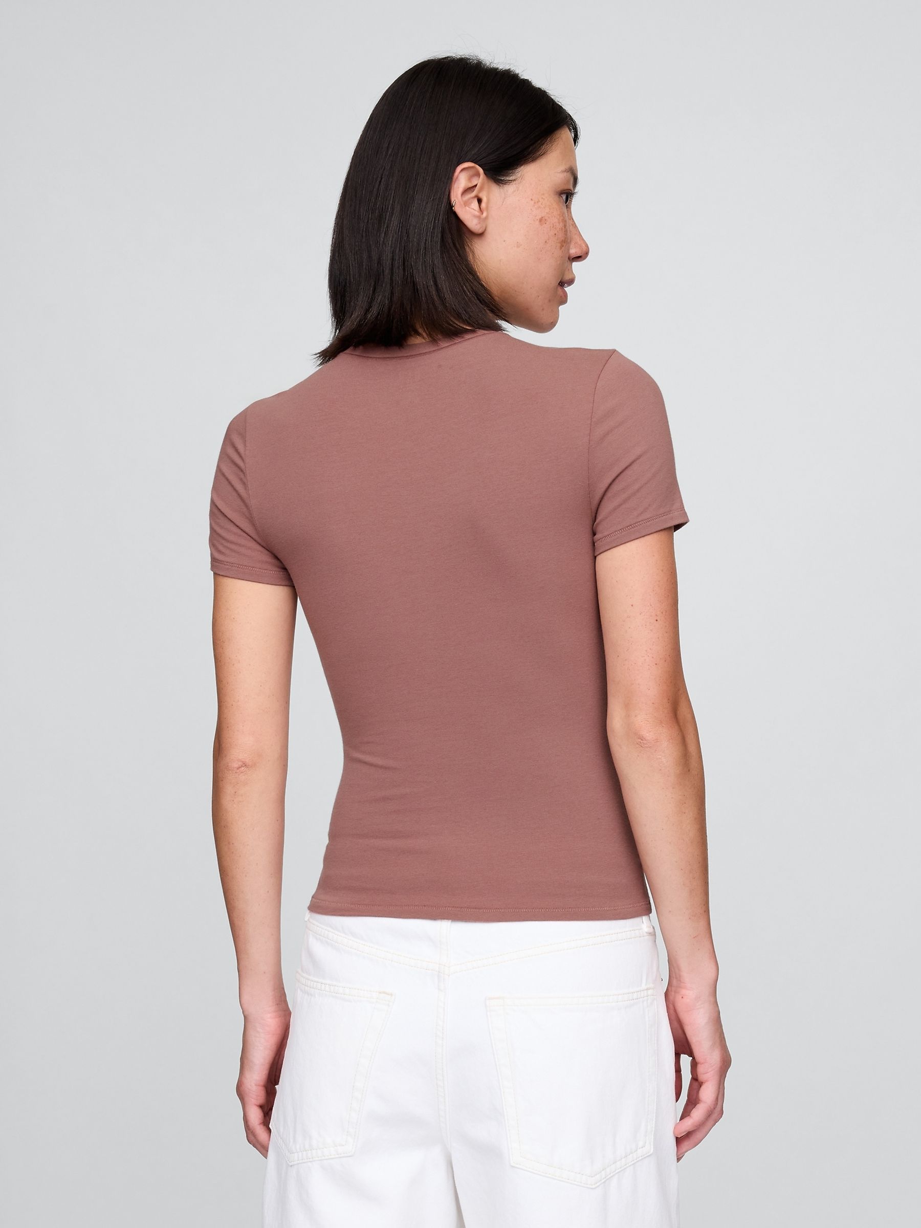 Dusky Pink CloseKnit Jersey Short Sleeve T-Shirt - Image 2 of 4