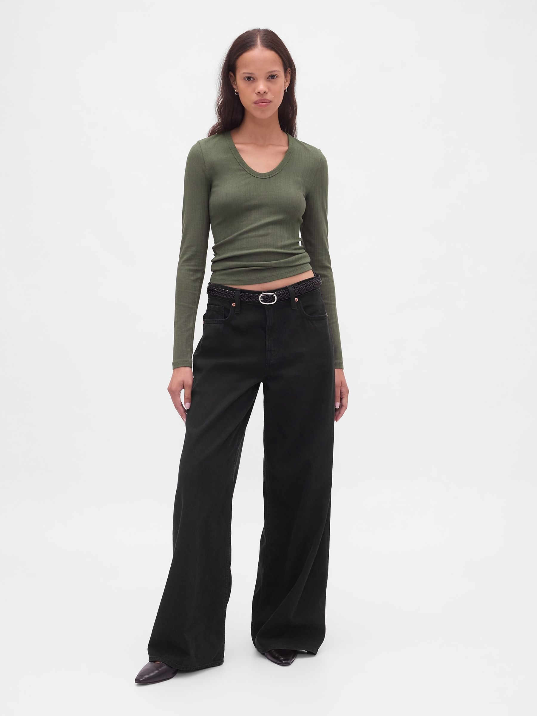 Green Sheer Modern Rib T-Shirt - Image 3 of 4