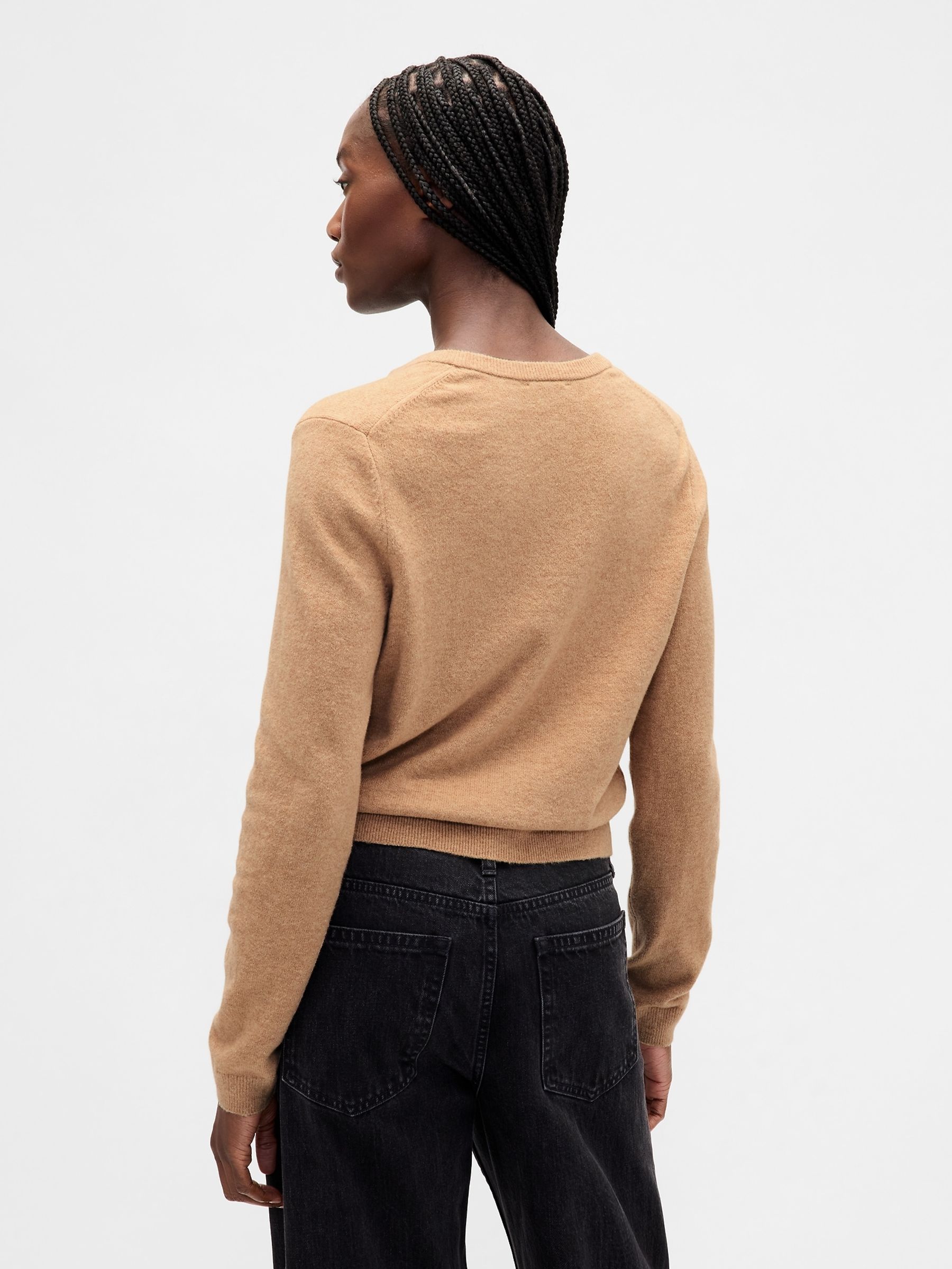 Beige Soft Touch Crop Cardigan - Image 2 of 4