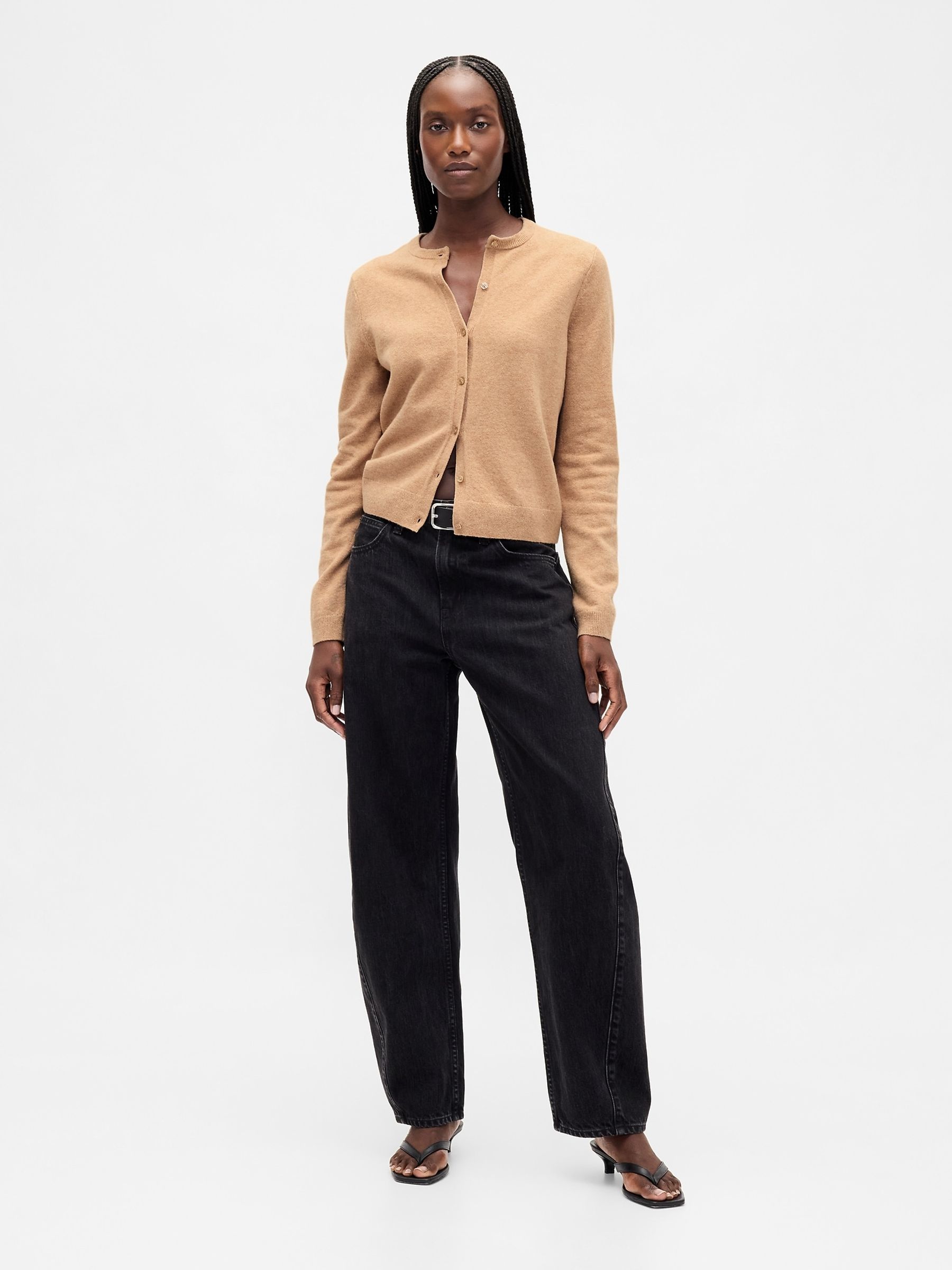 Beige Soft Touch Crop Cardigan - Image 3 of 4