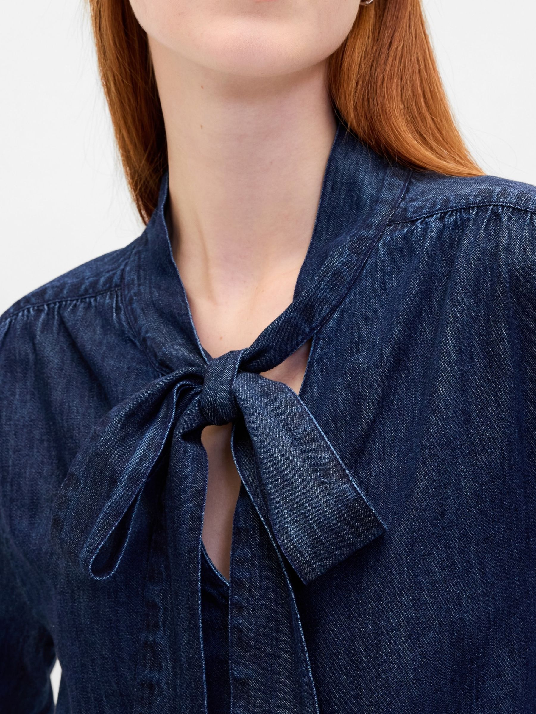 Blue Denim Tie-Neck Shirt - Image 4 of 4